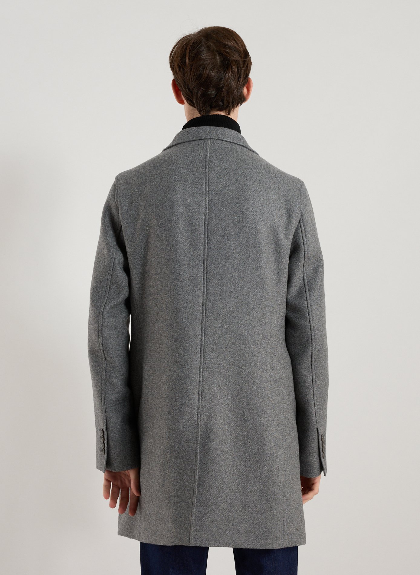 Straight wool-blend coat with classic collar HERNO Grey