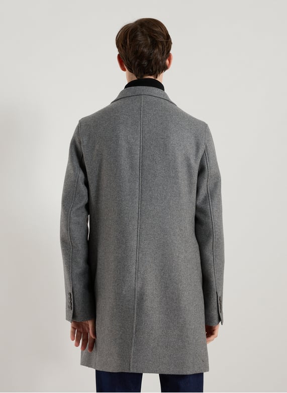Straight wool-blend coat with classic collar | Grey by HERNO Straight wool-blend coat with classic collar Grey