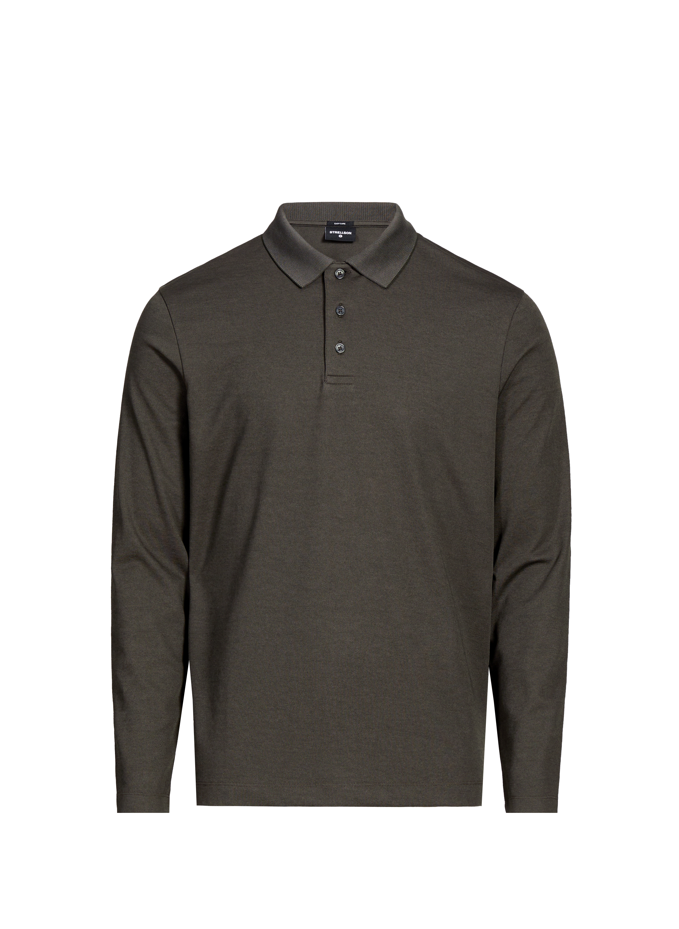 Long-sleeve cotton blend polo shirt STRELLSON Khaki