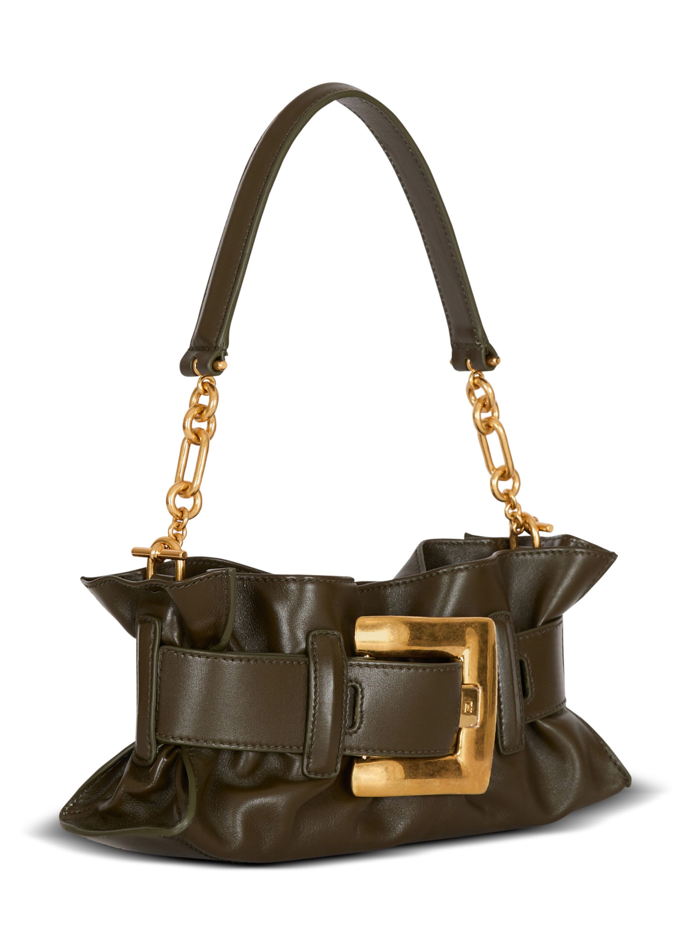 Sac anthem mini shoulder en cuir de veau BALMAIN Vert