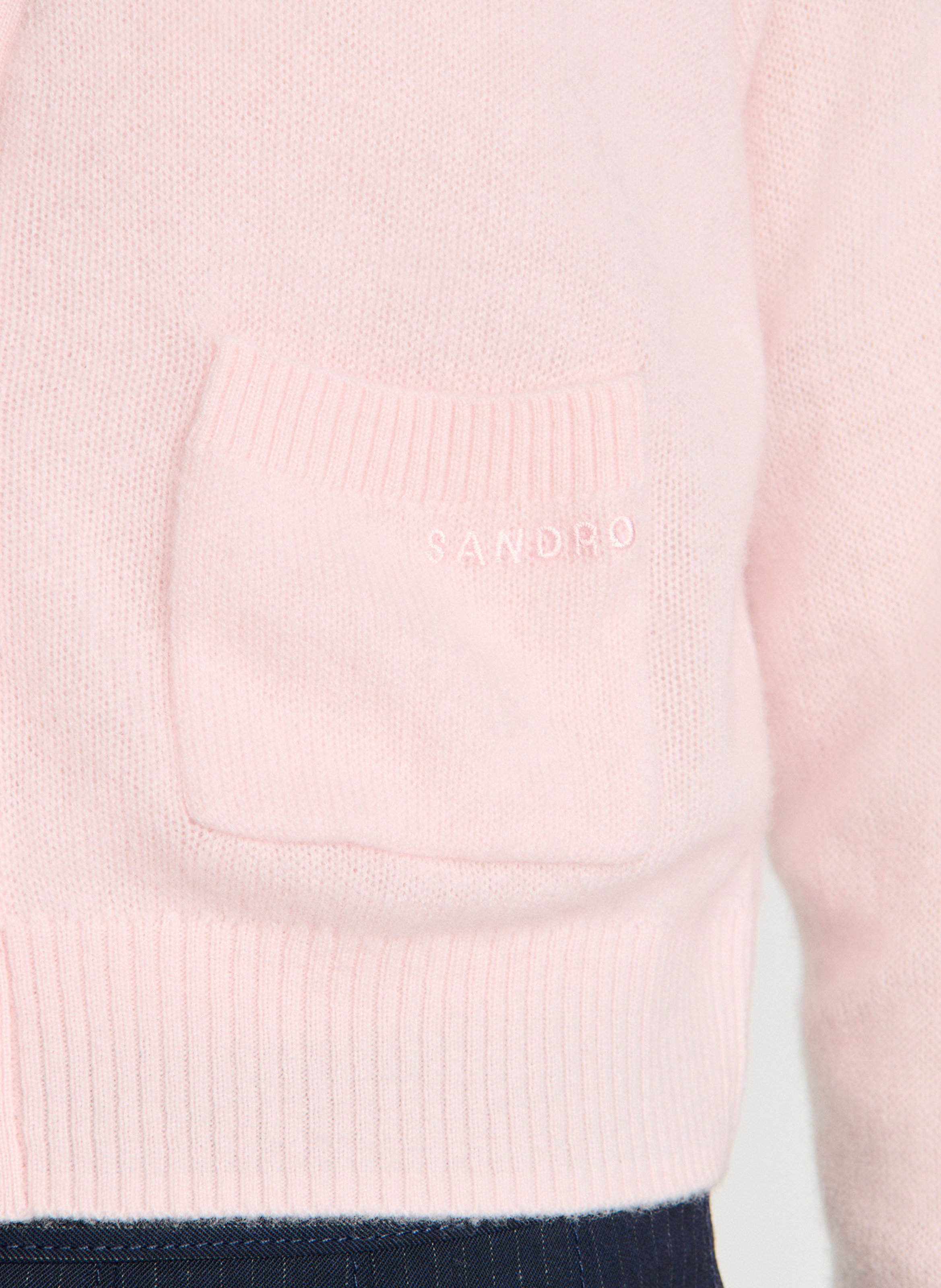 Gilet col v en laine mélangée SANDRO Rose