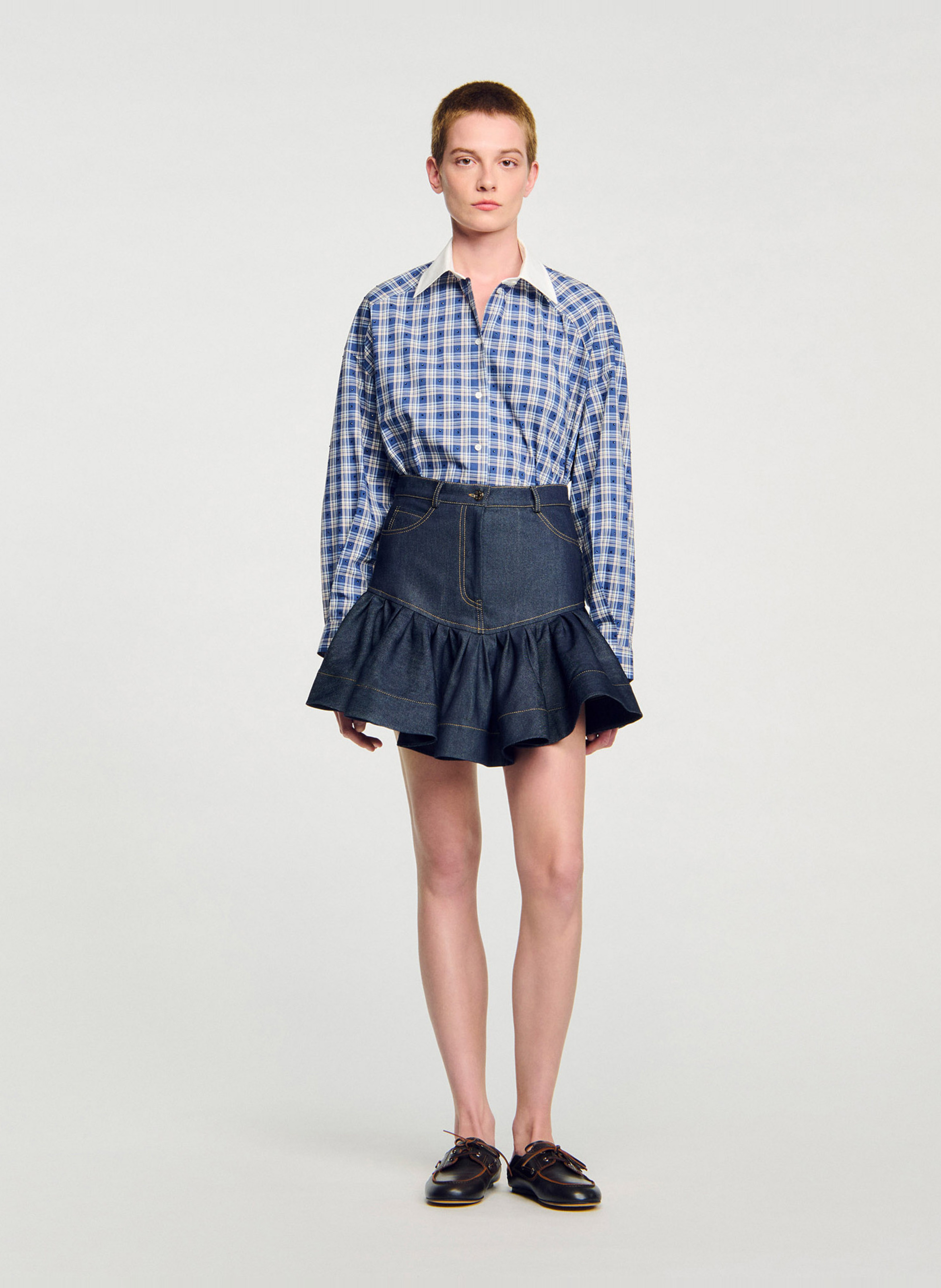 Jupe courte en denim Bleu