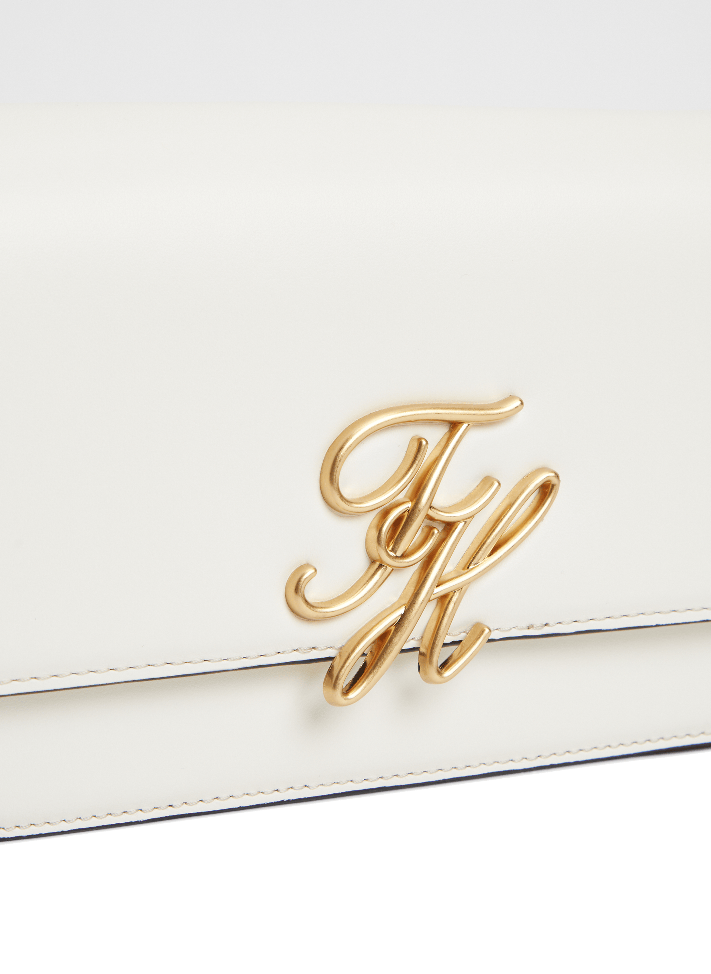 Logo leather shoulder bag TOMMY HILFIGER Beige