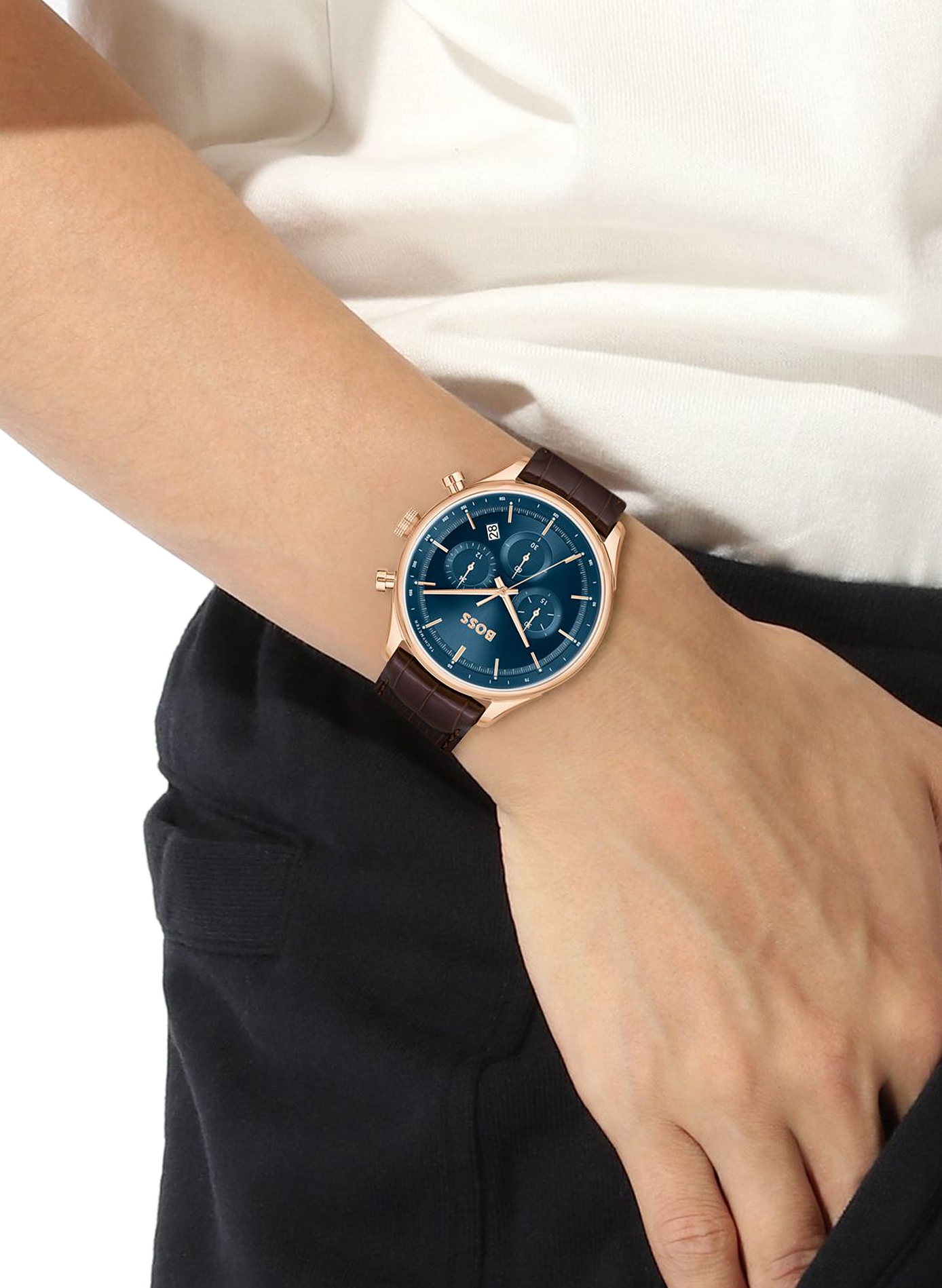 Montre à bracelet en cuir BOSS No color