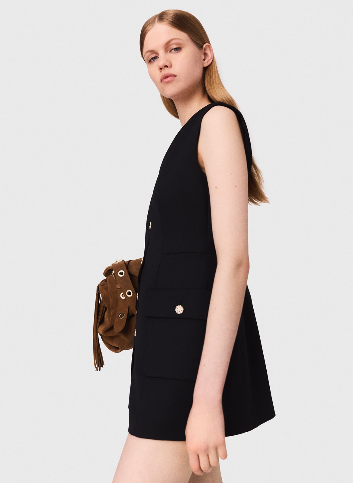 Robe cintrée col v MAJE Bleu