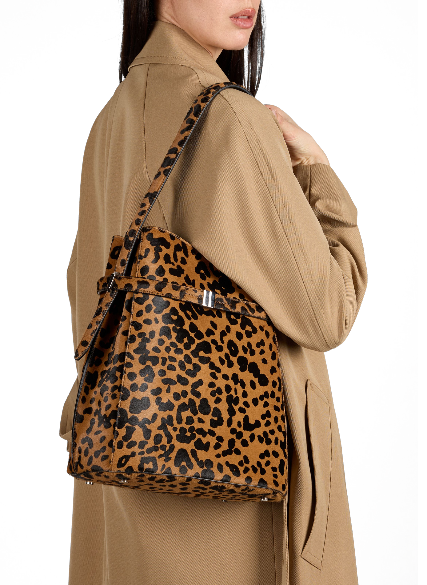 Large bucket bag with belt print in pony leather TOTEME Multicolour