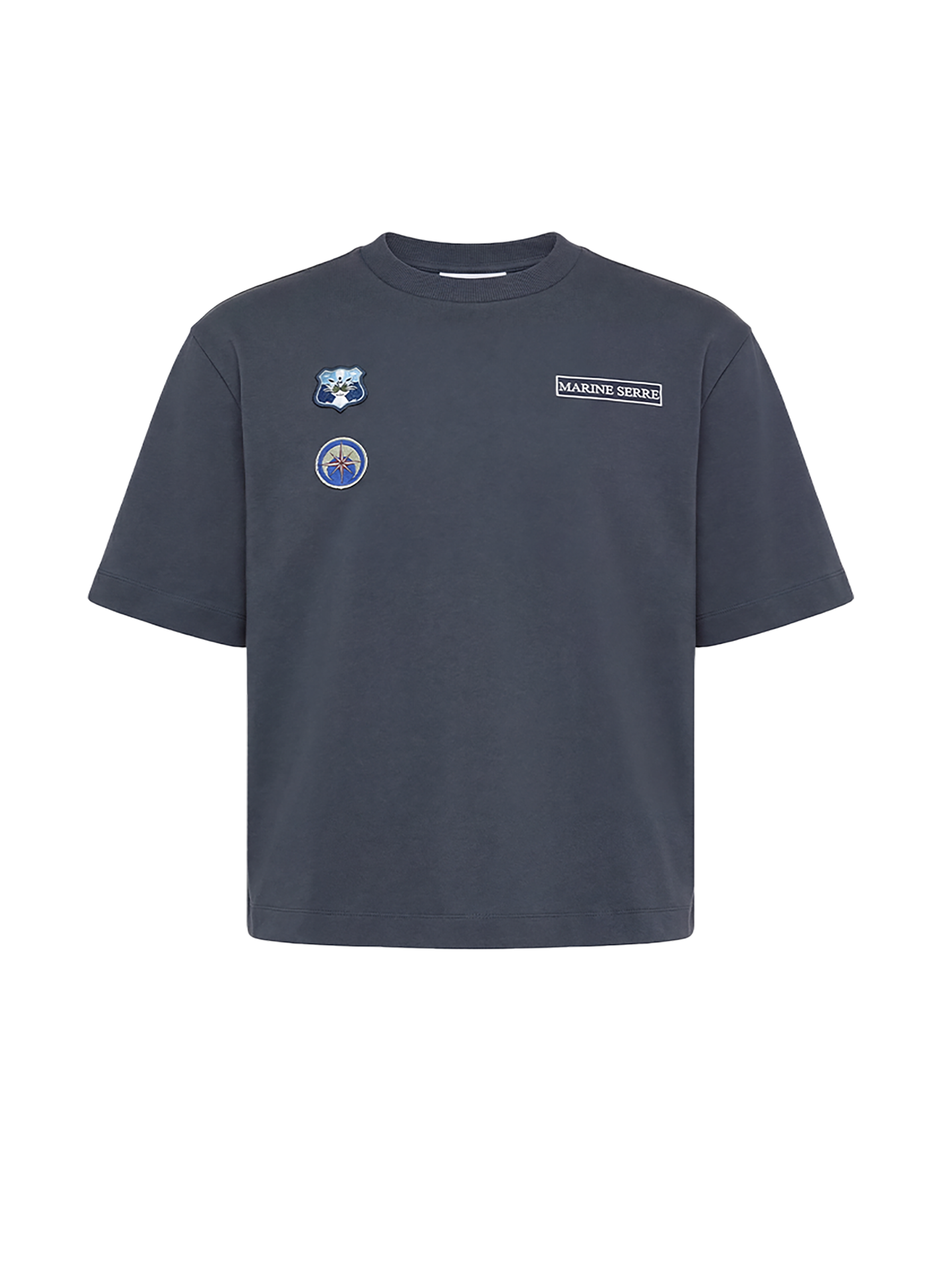 T-shirt col rond à patchs scout en coton biologique unisexe MARINE SERRE Bleu
