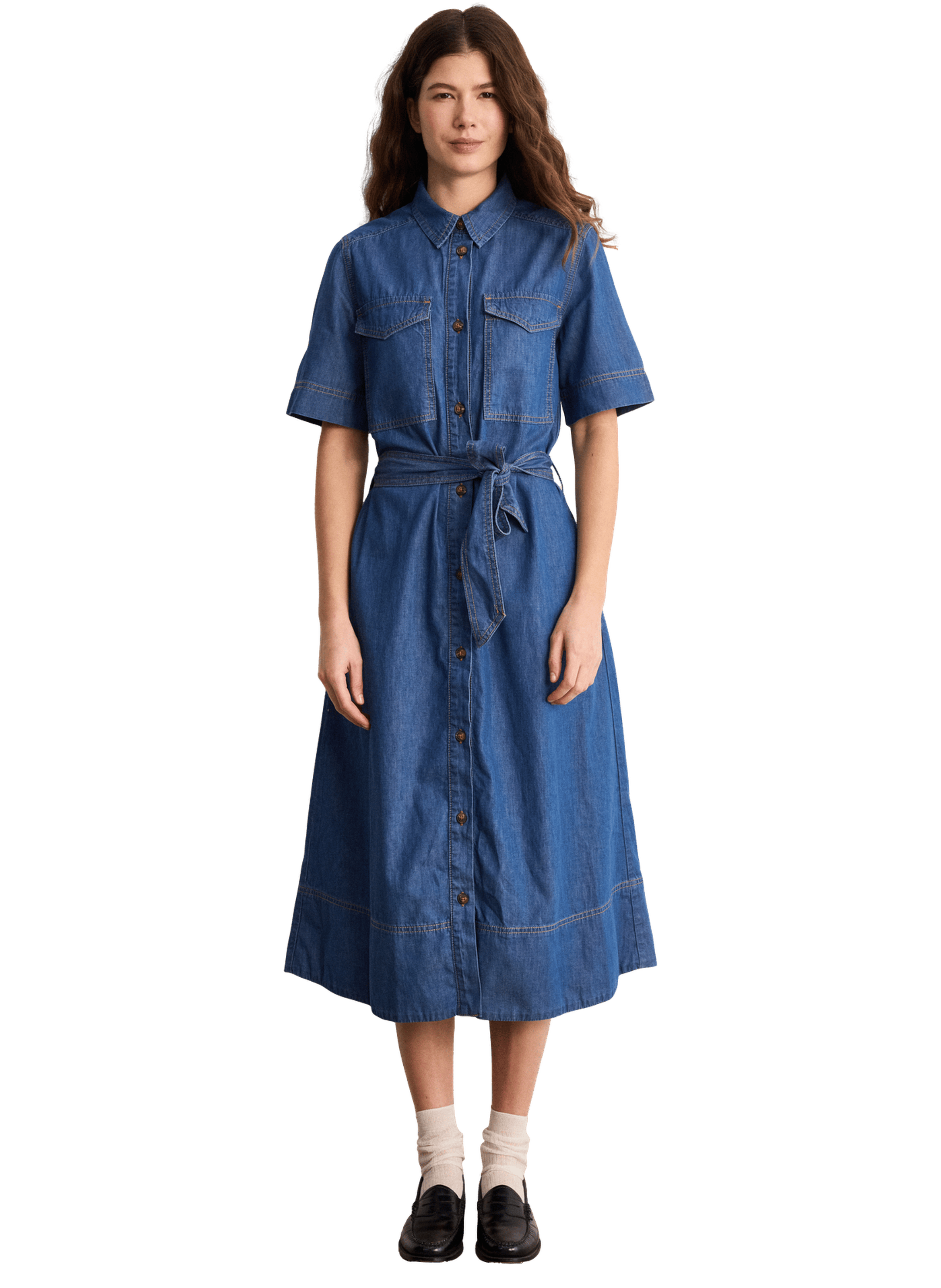 Robe chemise en denim PABLO Bleu