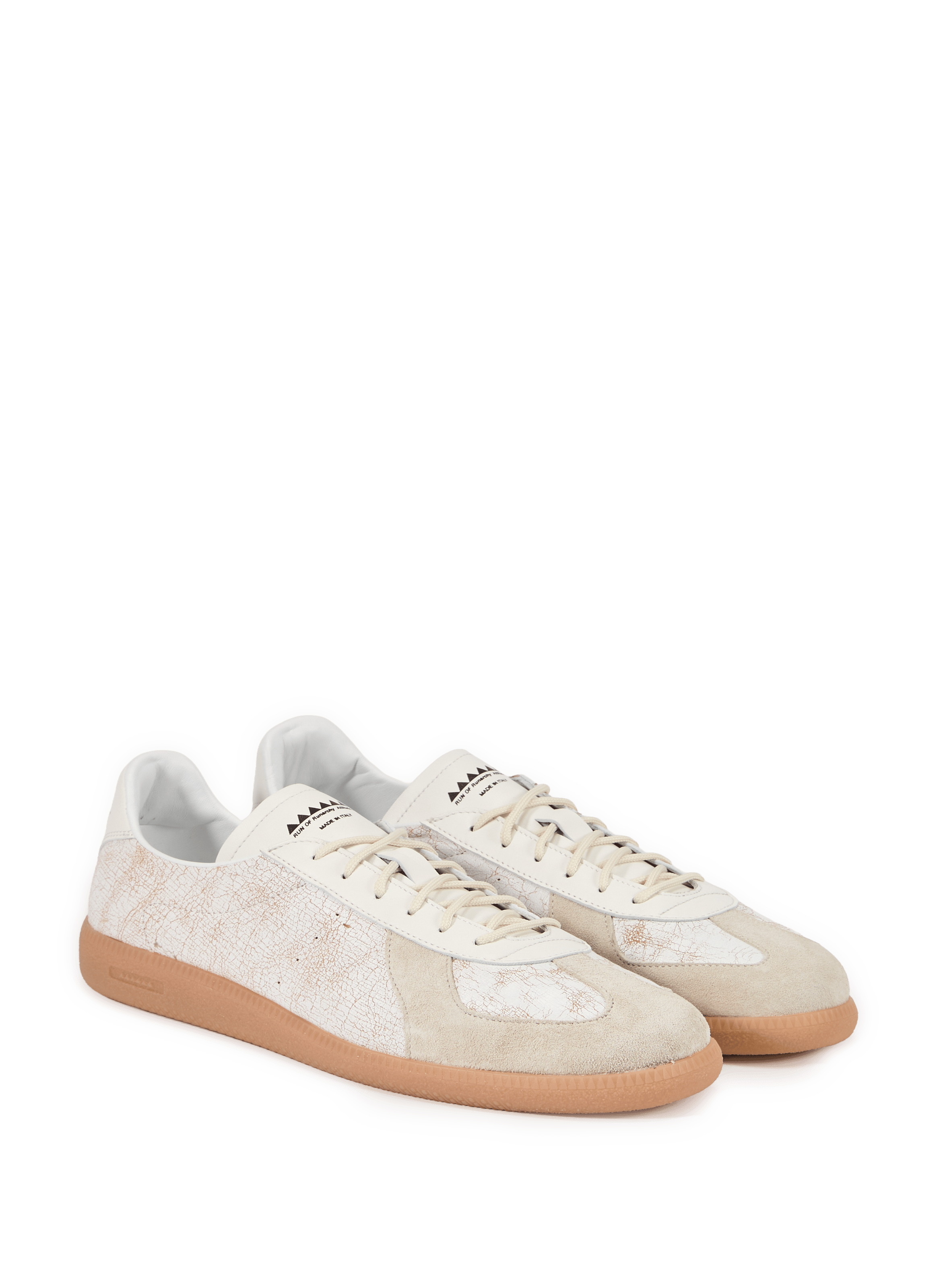 Mixed leather sneakers RUN OF White