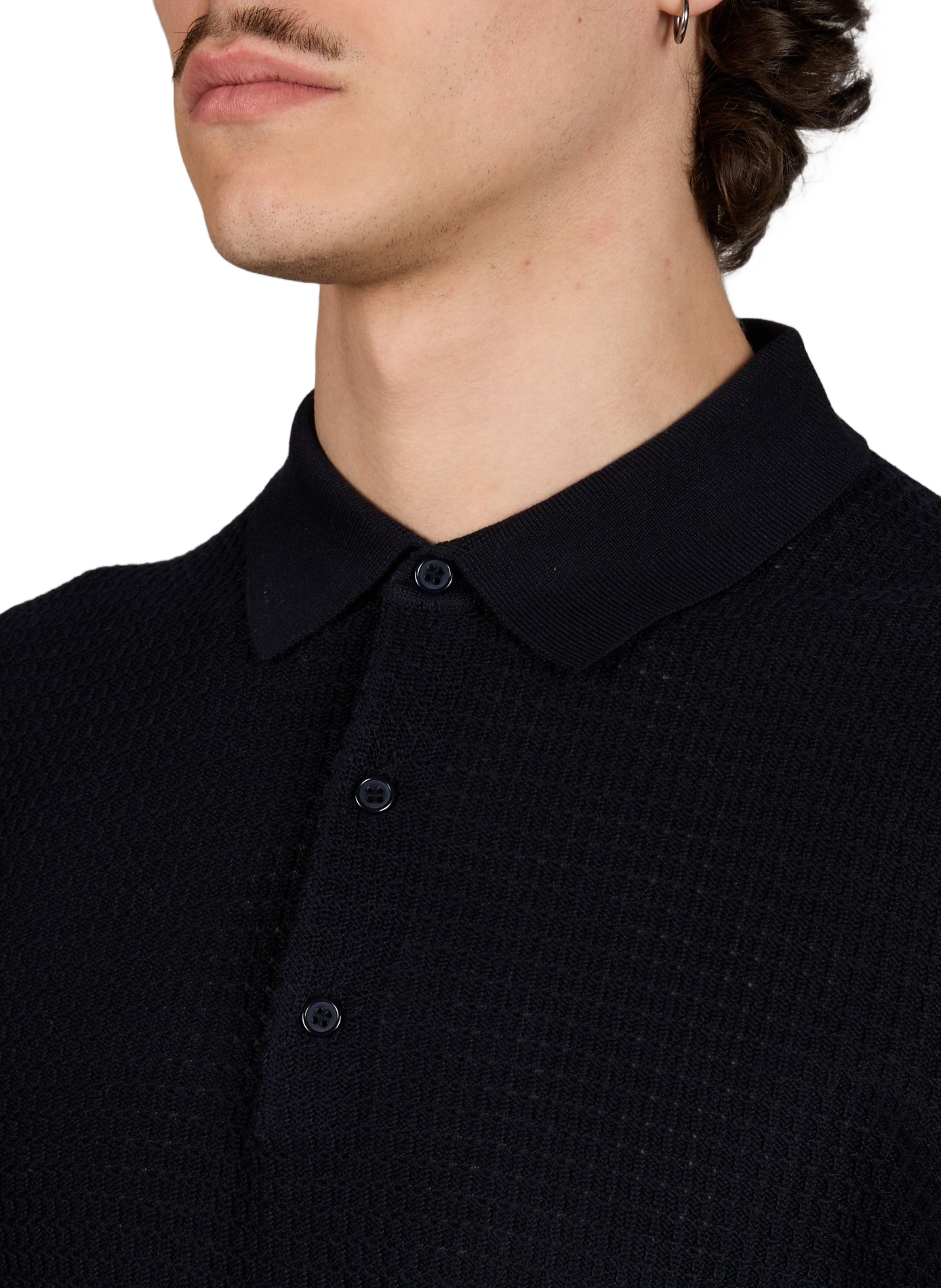 Short-sleeved ribbed cotton polo STRELLSON Blue