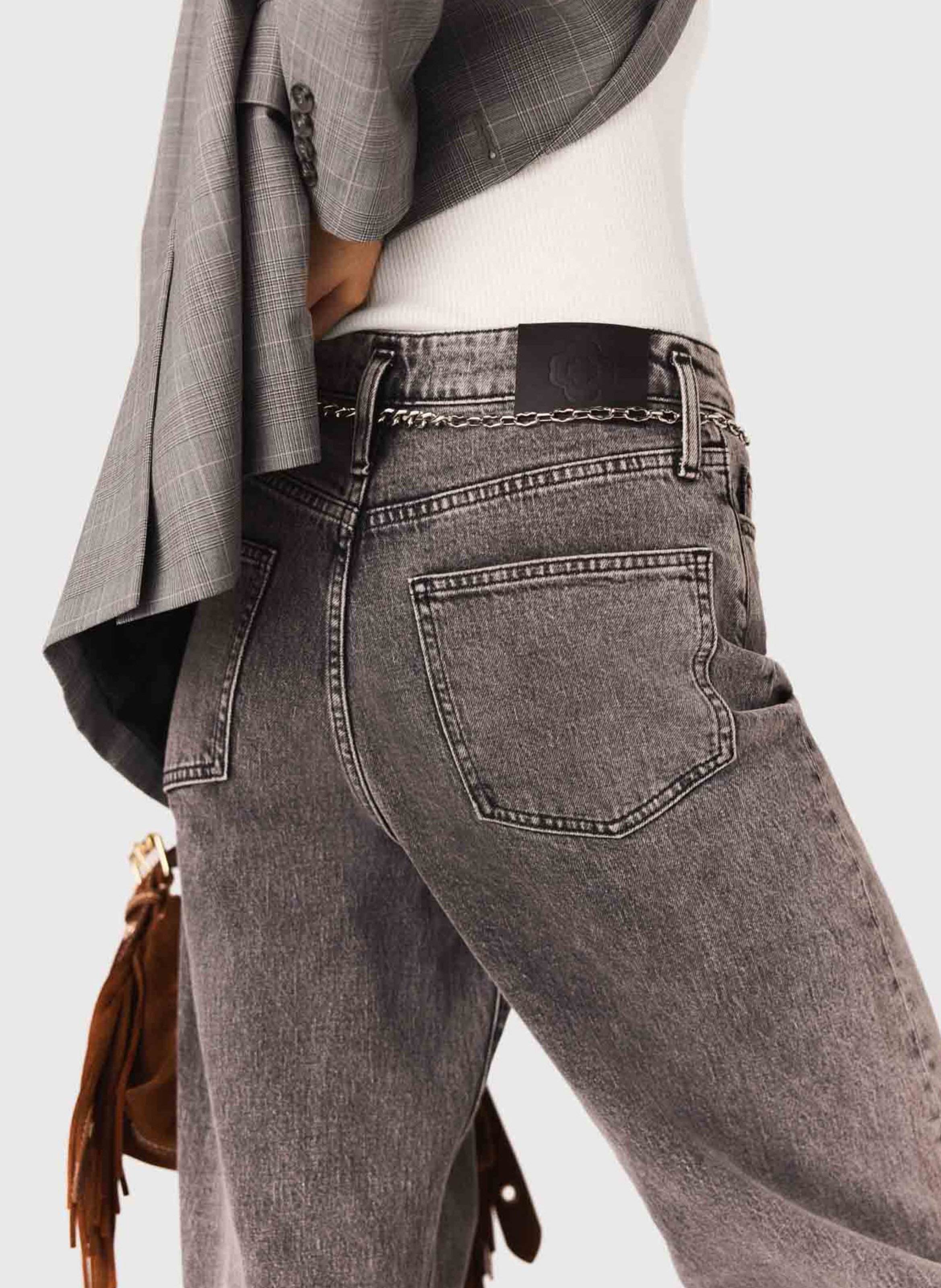 Jean droit en coton mélangé MAJE Gris