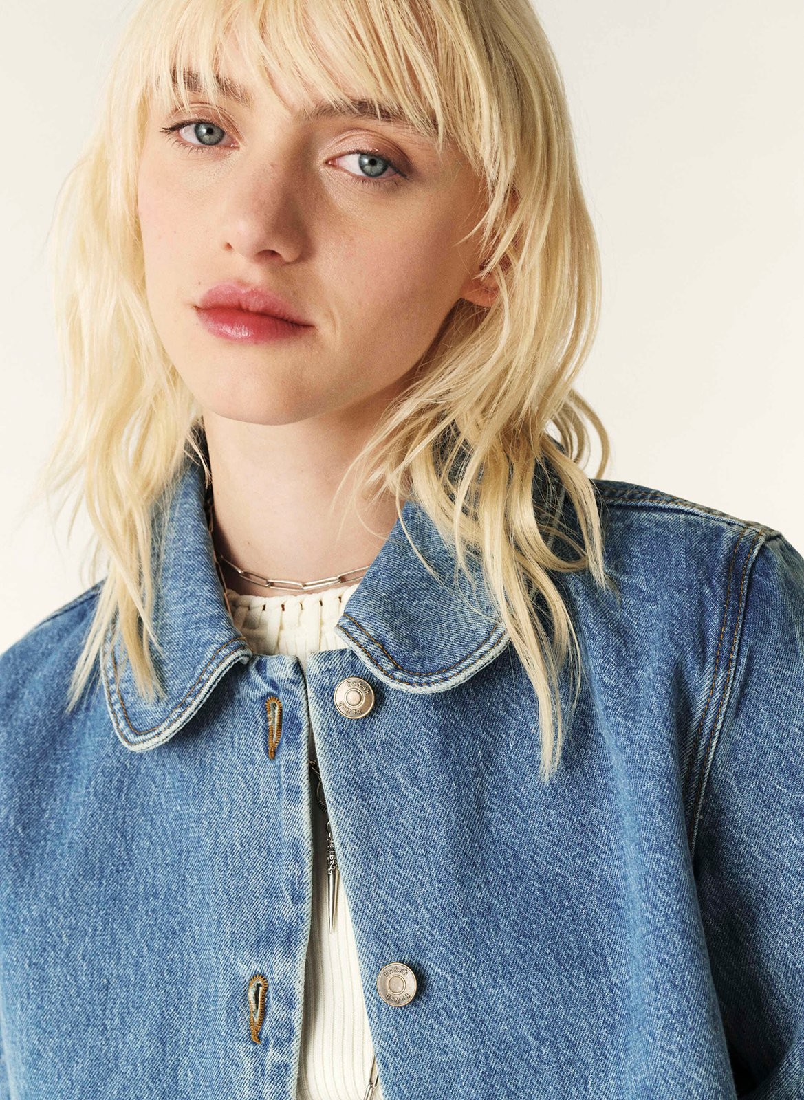 Veste courte en denim délavé tiny BA&SH Bleu