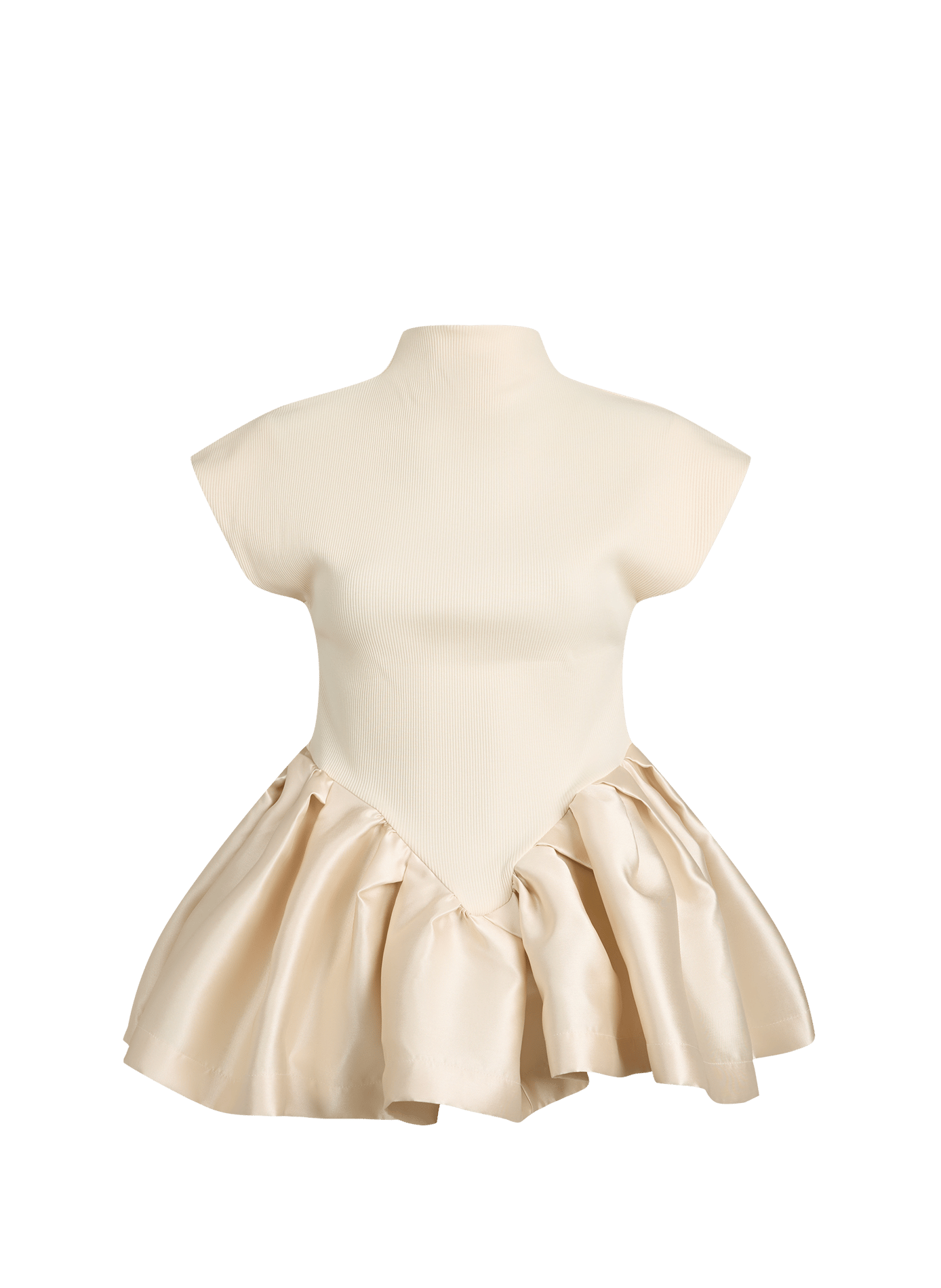 Top volanté à col montant en coton mélangé MARQUES ALMEIDA Beige