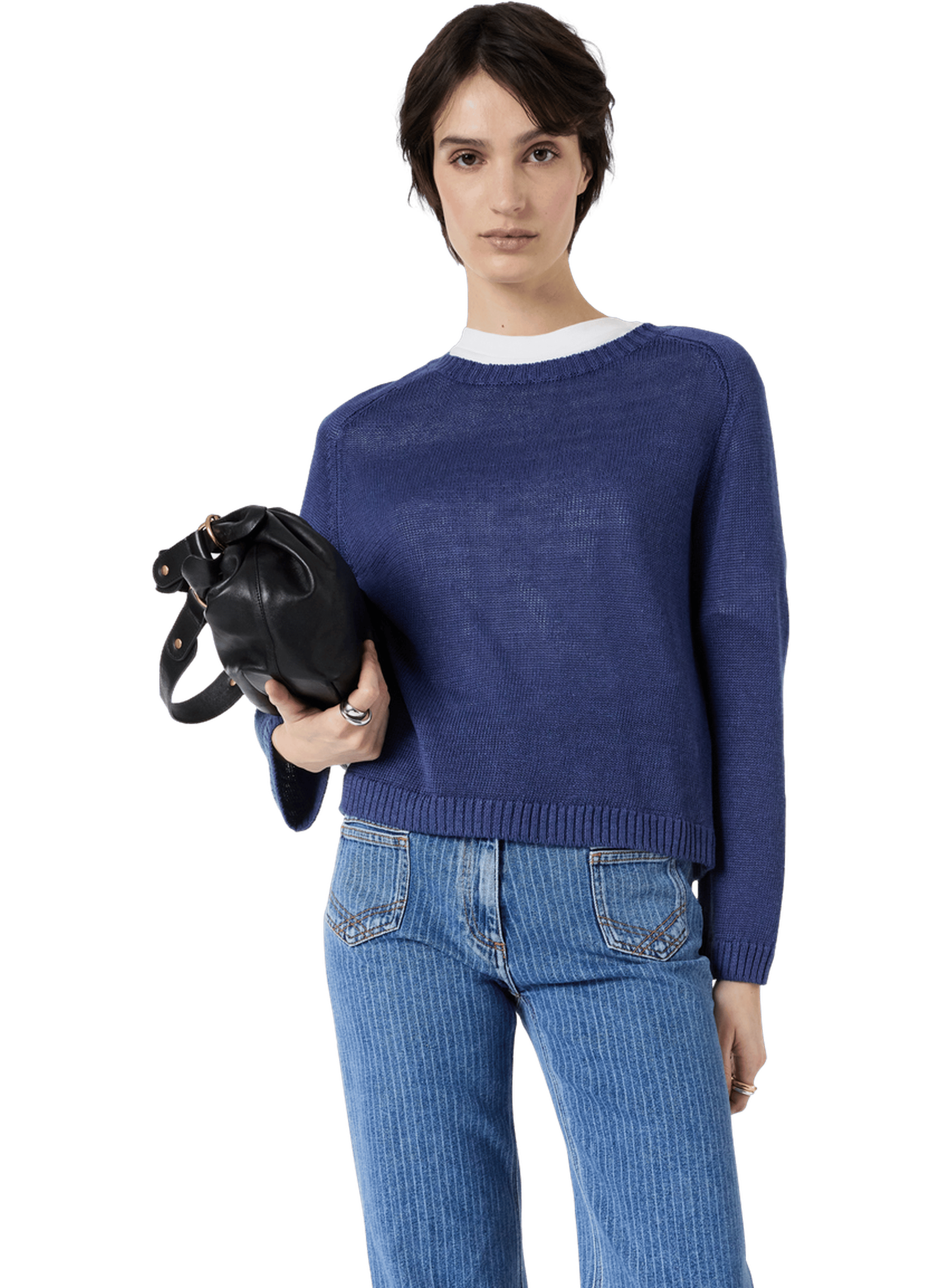 Pull col rond en lin - lauranna GERARD DAREL Bleu