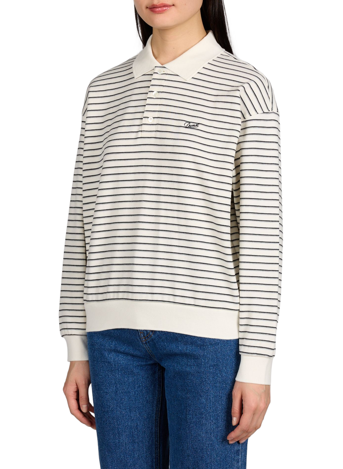 Long-sleeved straight striped polo DUNST Multicolour
