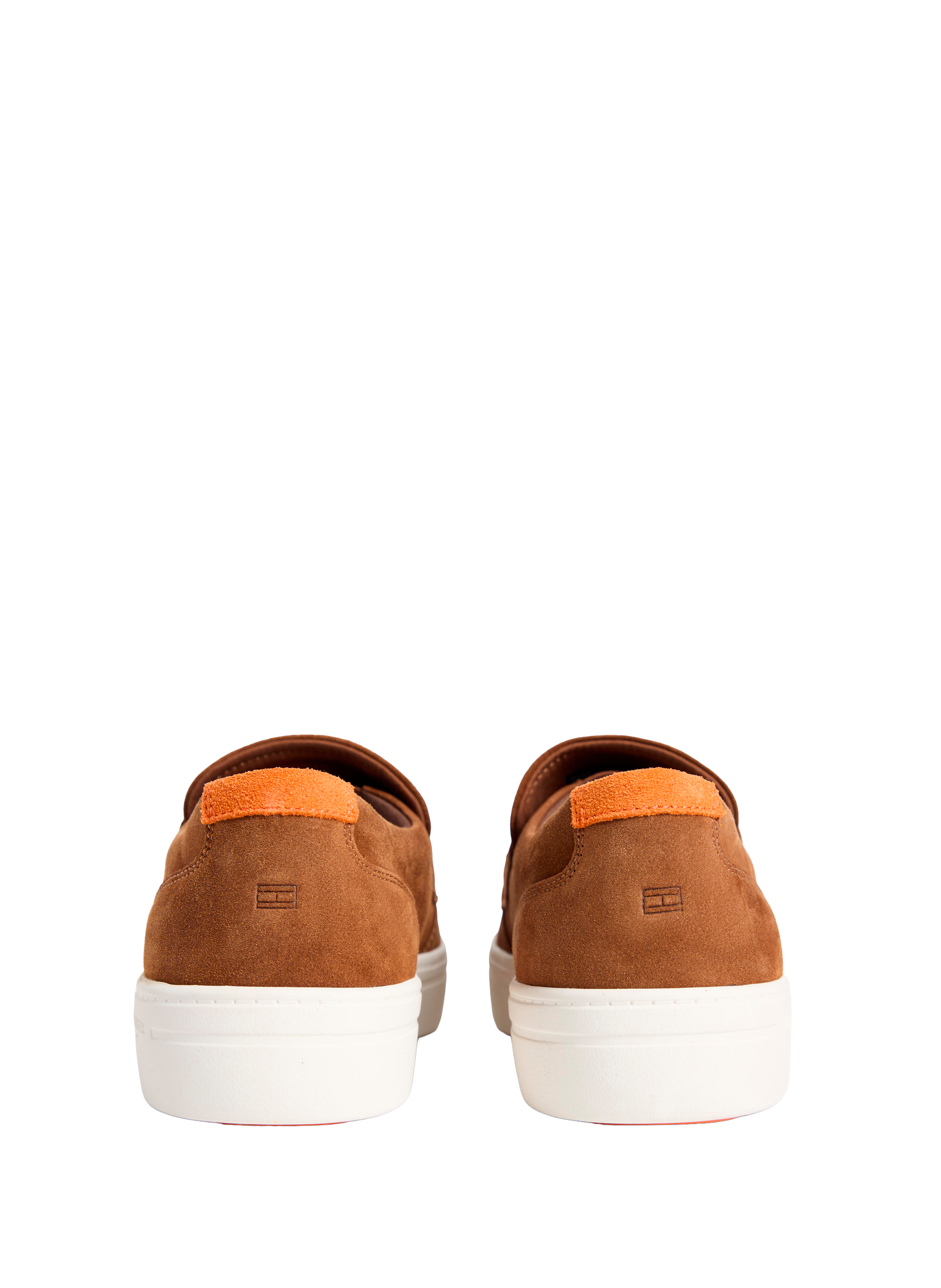 Mocassins en daim à surpiqûres et logo TOMMY HILFIGER Marron