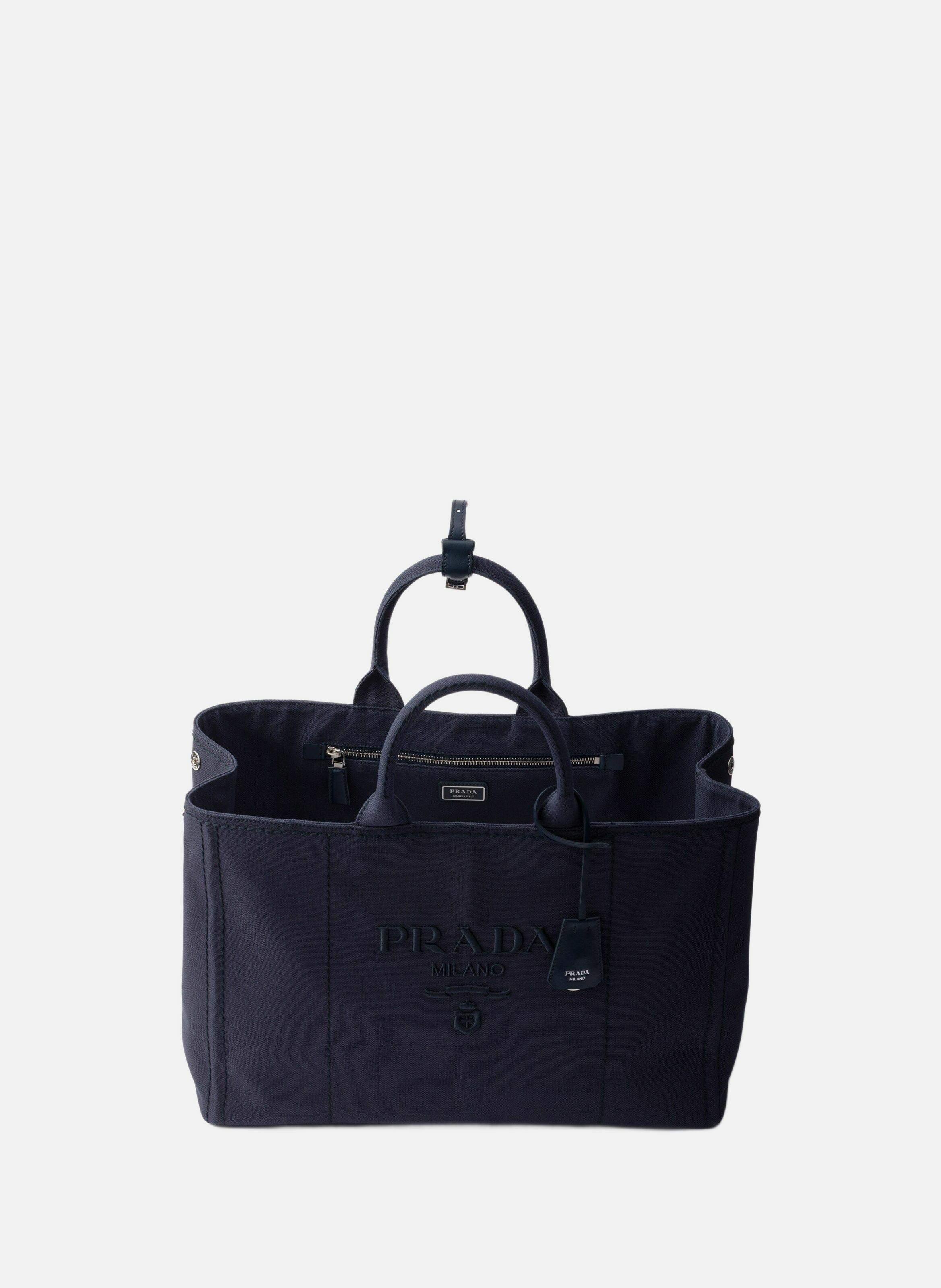 Très grand cabas prada jardinière en toile PRADA Bleu