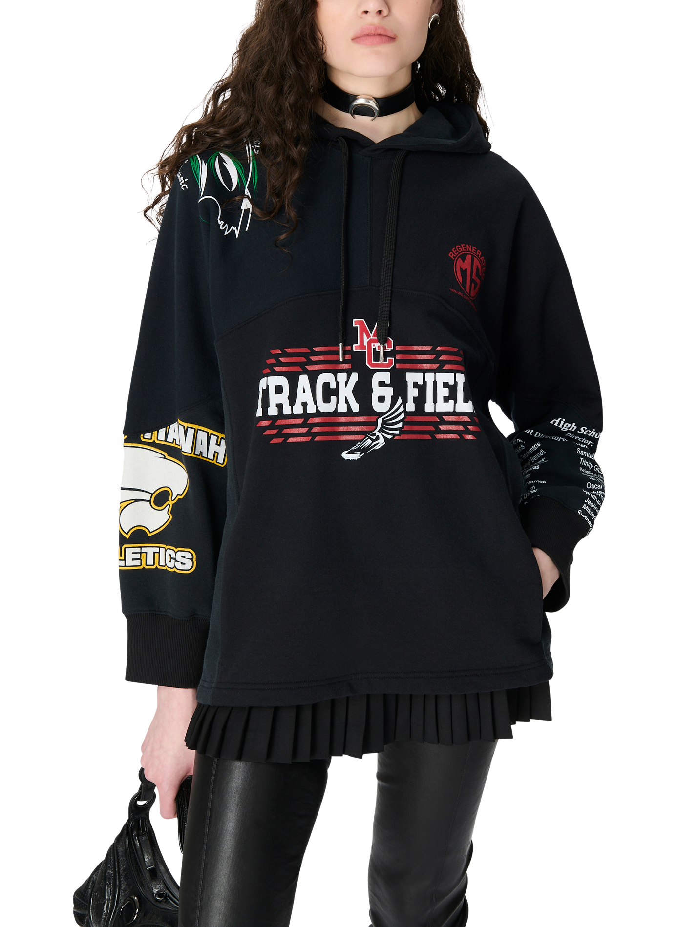 Upcycled graphic sweatshirts hoodie unisex MARINE SERRE Black