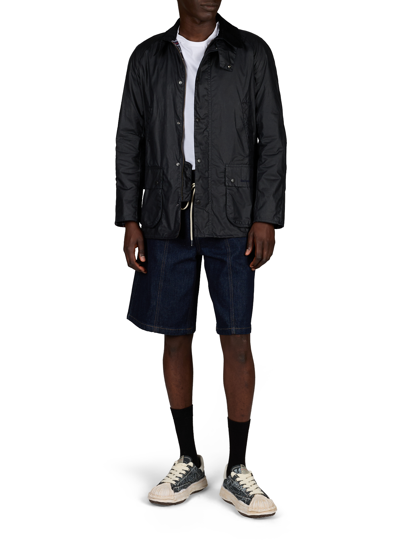 Wachsjacke mit Stehkragen aus Baumwoll-Velours BARBOUR Blau