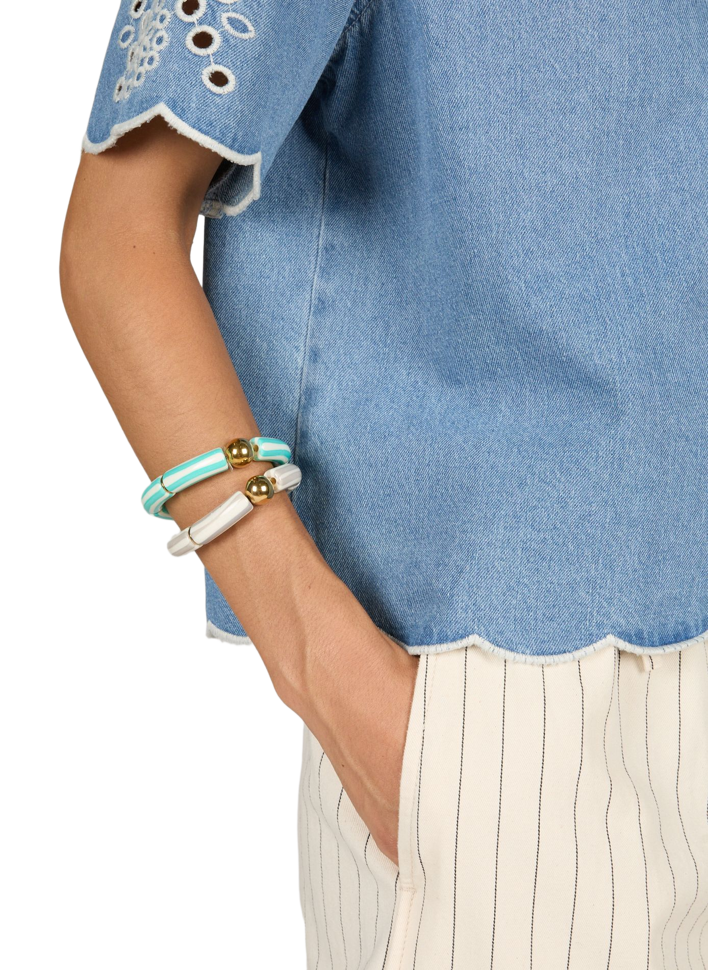 Set of 2 striped bracelets AU PRINTEMPS PARIS Blue