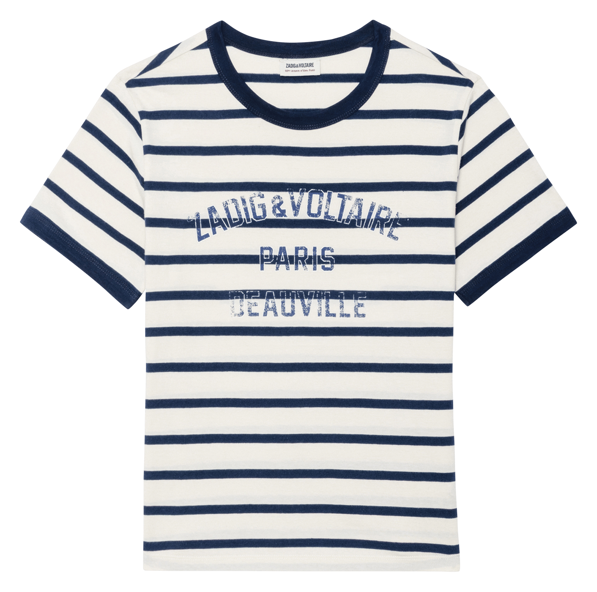 Tee-shirt droit col rond rayé en coton bio woos ZADIG&VOLTAIRE White
