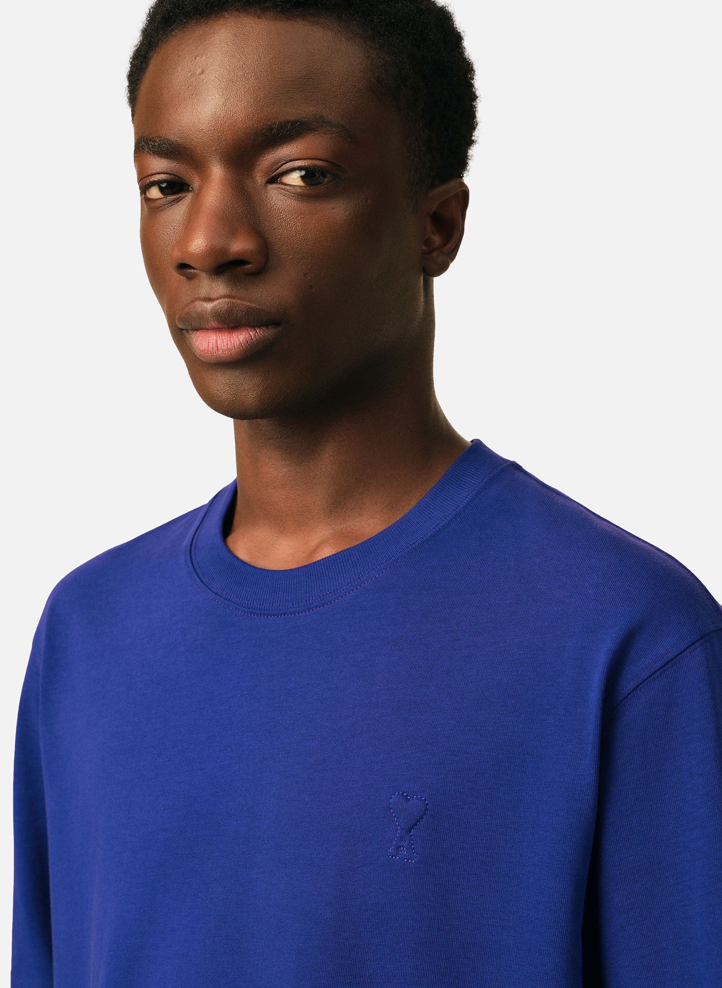 T-shirt unisexe en coton ami de coeur embossé AMI PARIS Bleu