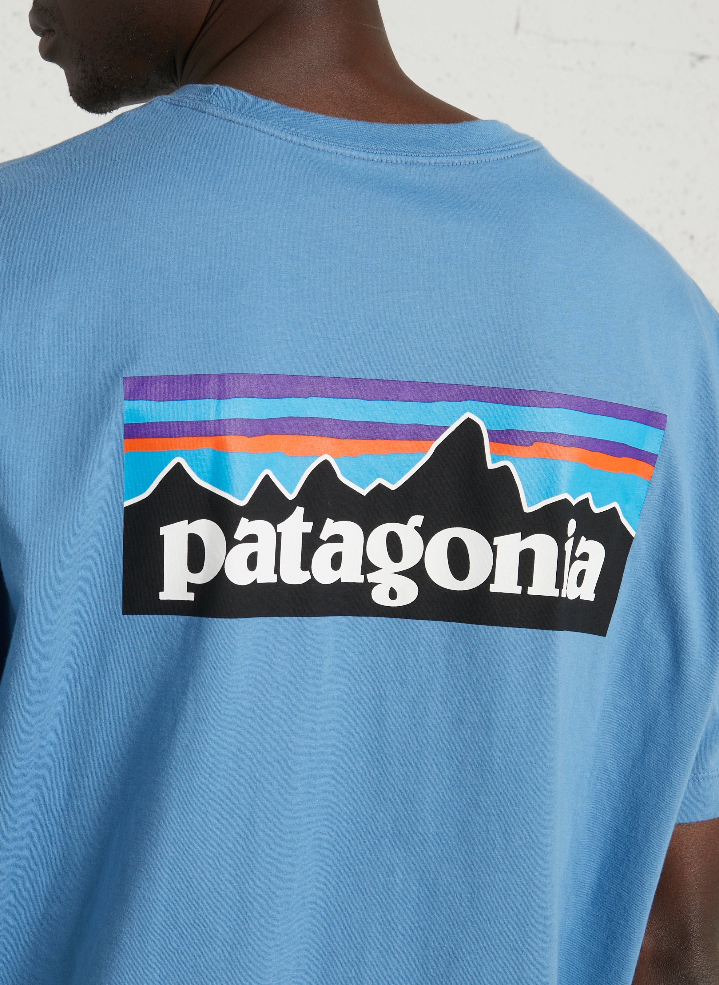 Oversized T-shirt met ronde hals van biologisch katoen met zeefdruk PATAGONIA Blauw