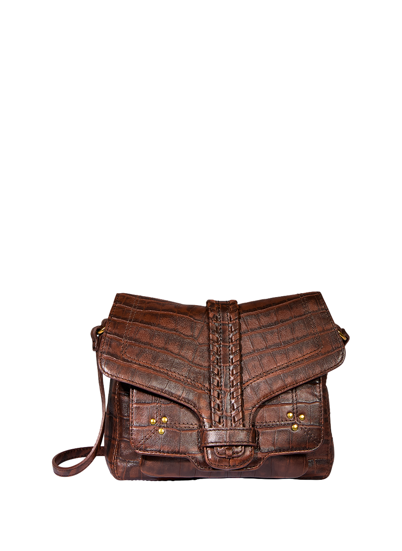 Harry S Handtasche aus Schafleder mit Krokodileffekt JÉRÔME DREYFUSS Braun