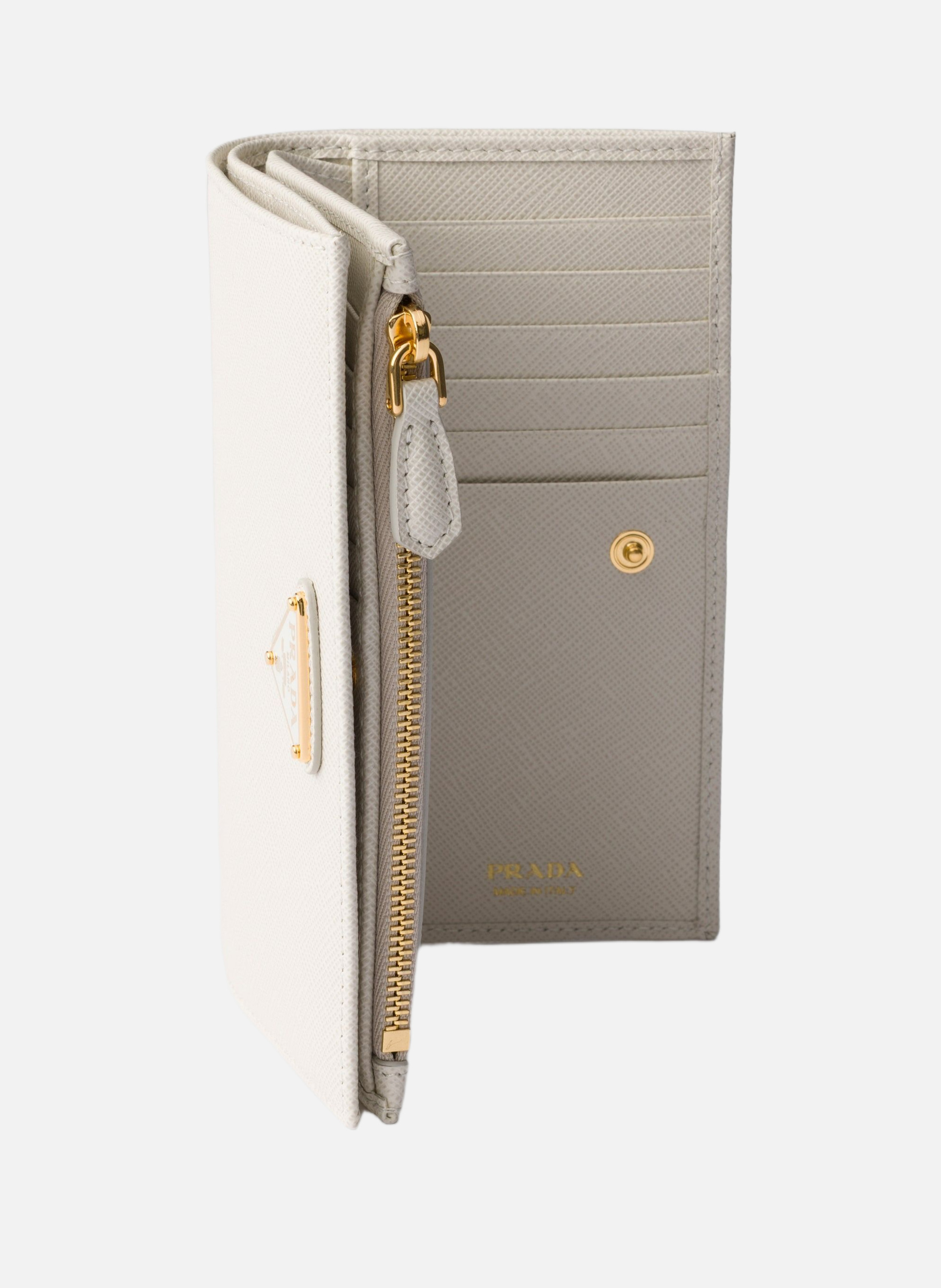 Portefeuille en cuir saffiano PRADA Beige