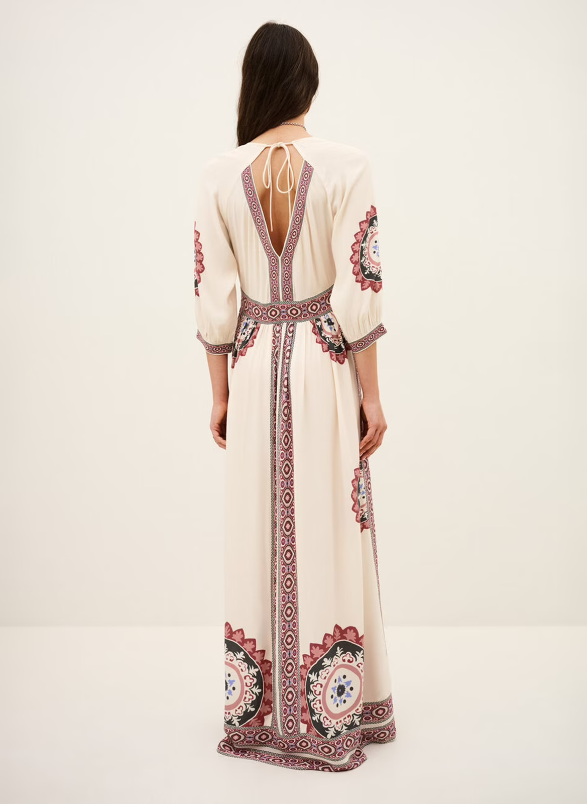 Robe longue imprimée col v vere BA&SH Beige
