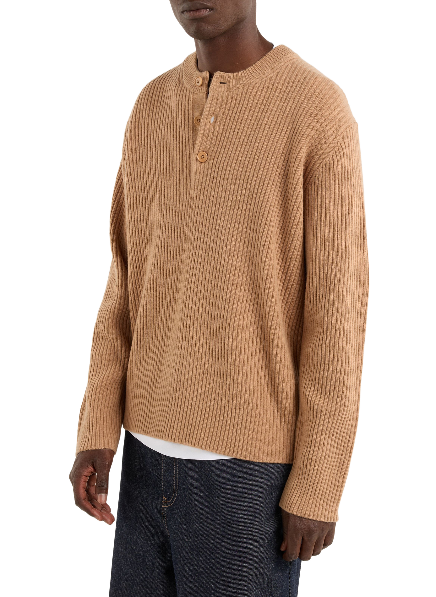 Woolen button-up oversized sweater SAISON 1865 Beige