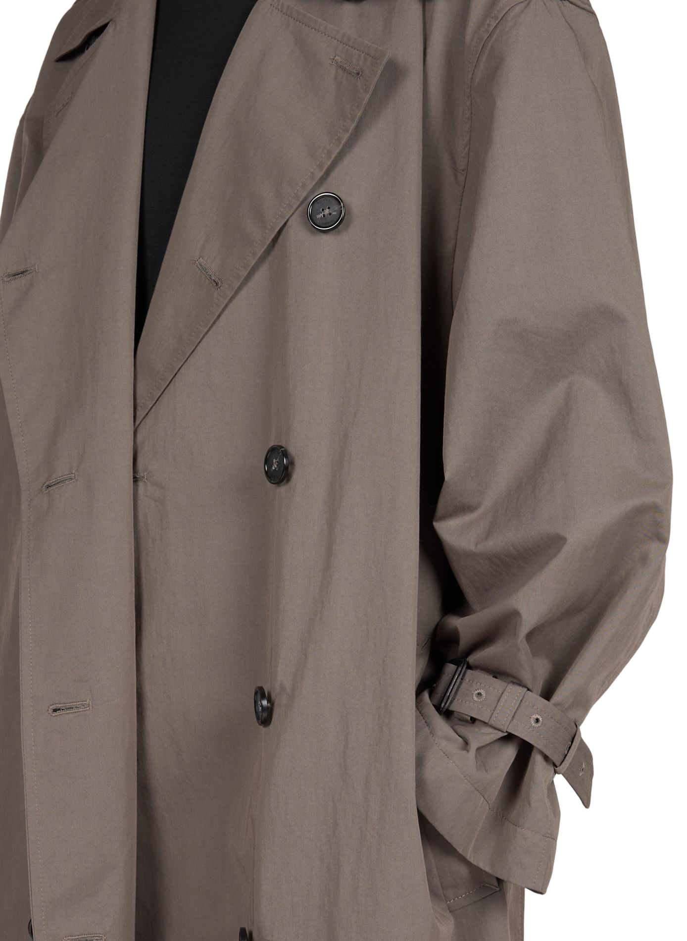 Langer einfarbiger Trenchcoat aus Baumwollmischung mit Gürtel TOTEME Khaki