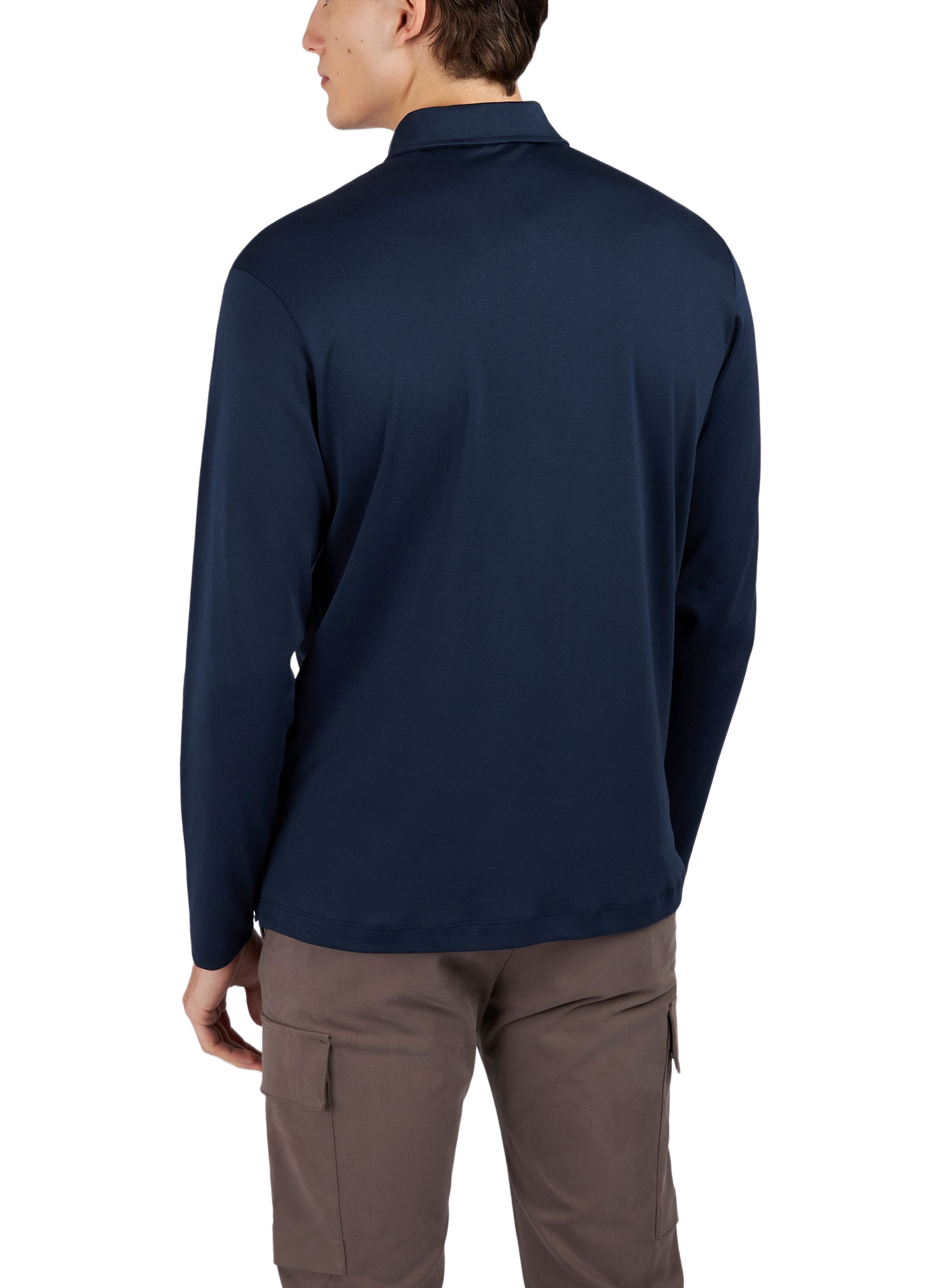 Straight fit long-sleeved cotton polo PAUL & SHARK Blue