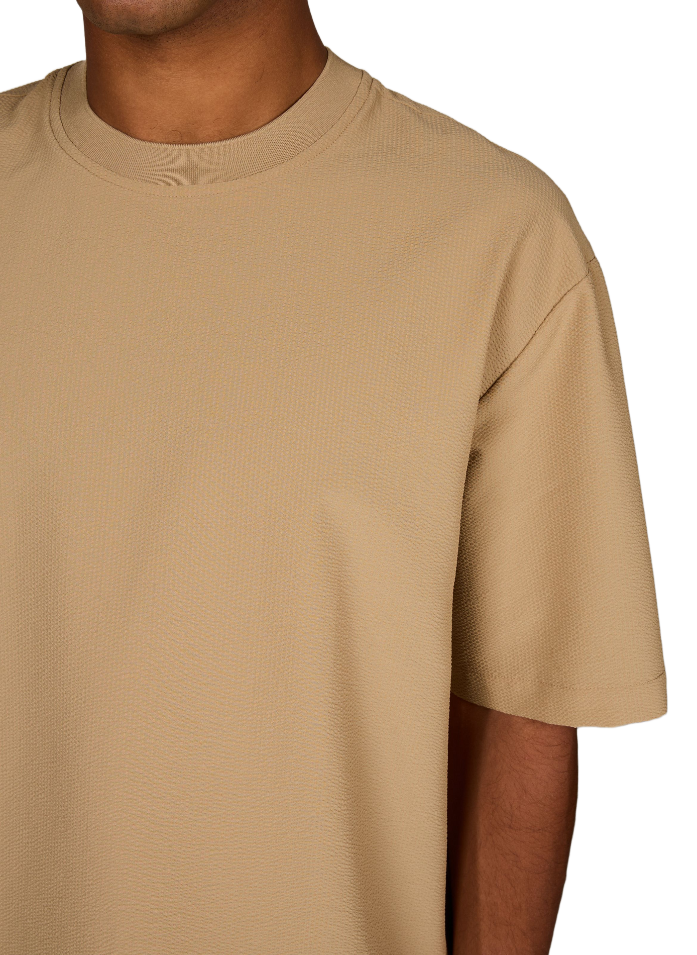 T-shirt ample texturé à manches courtes EMPORIO ARMANI Beige