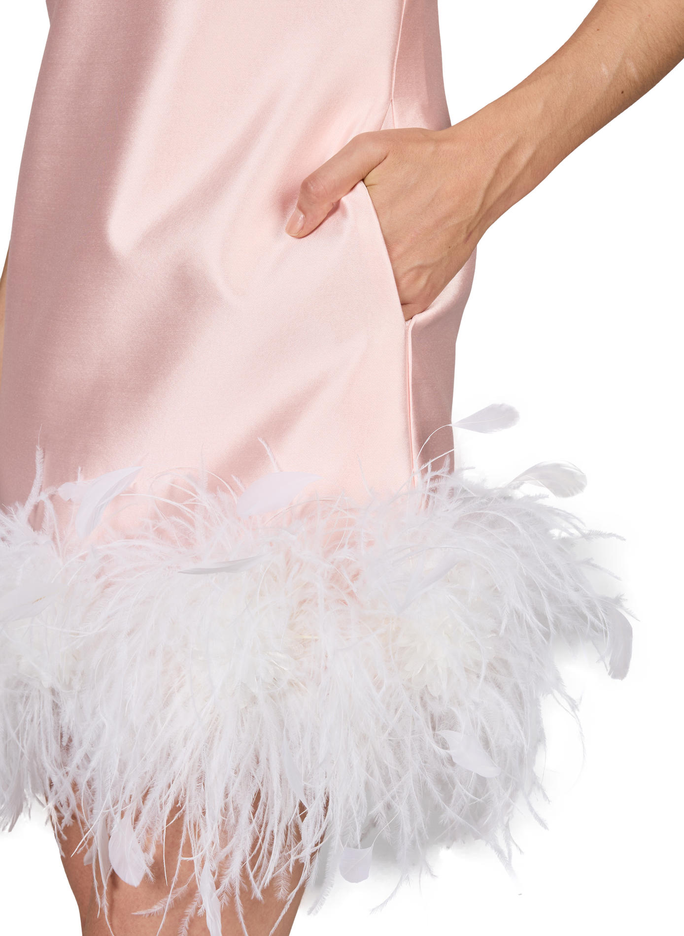 Short dress with feathers SELF PORTRAIT Pink