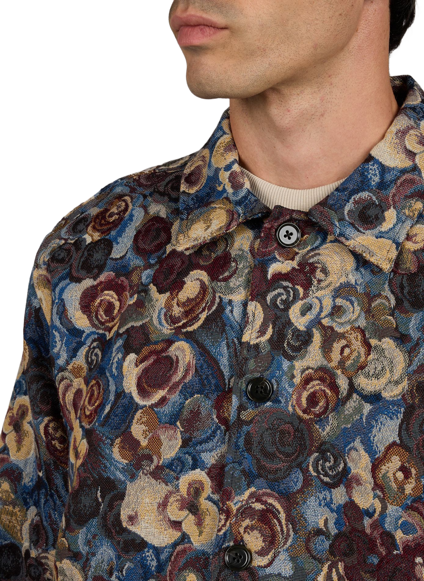 Oversized jacquard jas in gemengd katoen LES DEUX Blauw