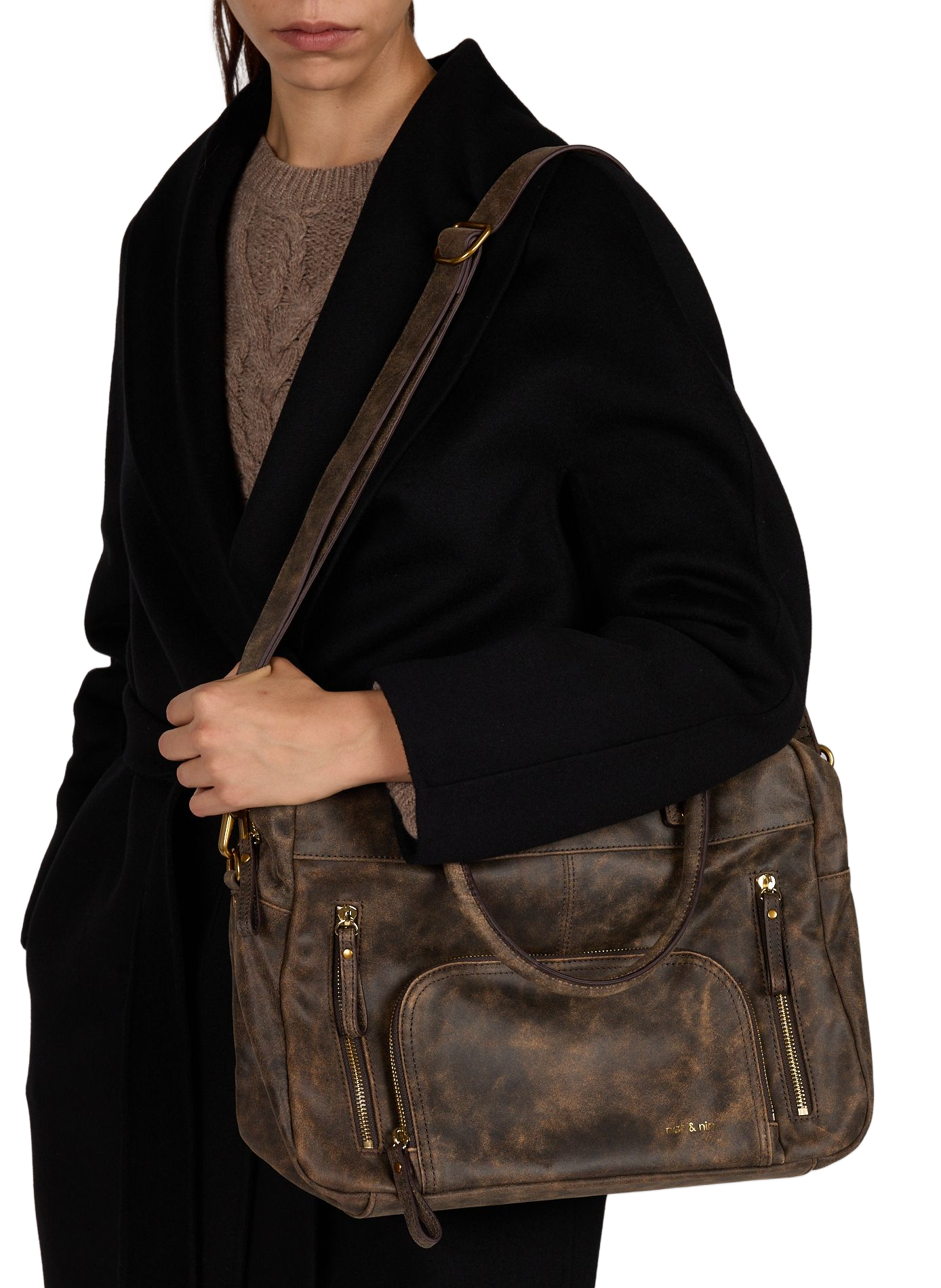 Macy Ledershopper-Tasche NAT & NIN Braun