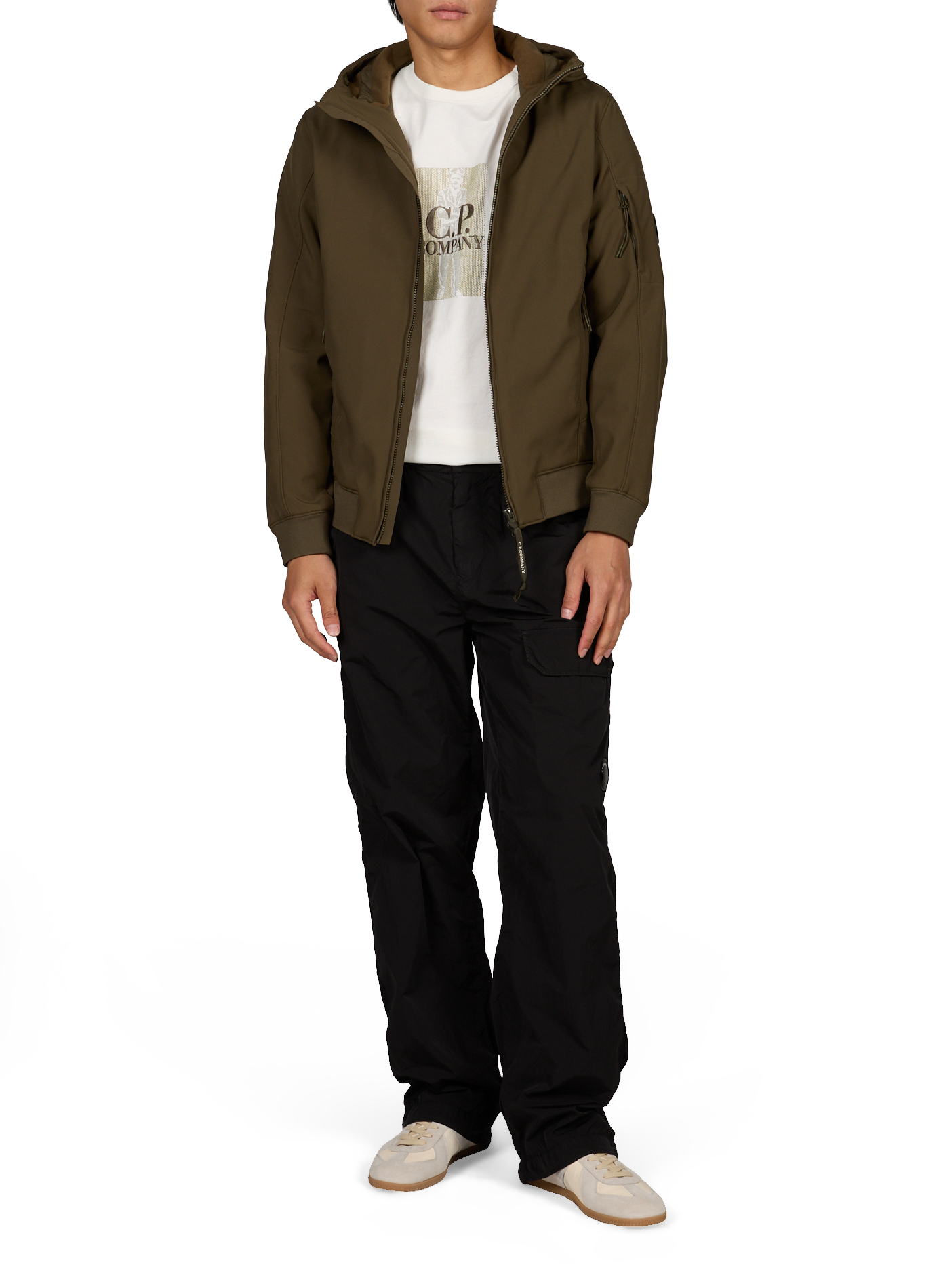 Blouson col montant à capuche CP COMPANY Kaki