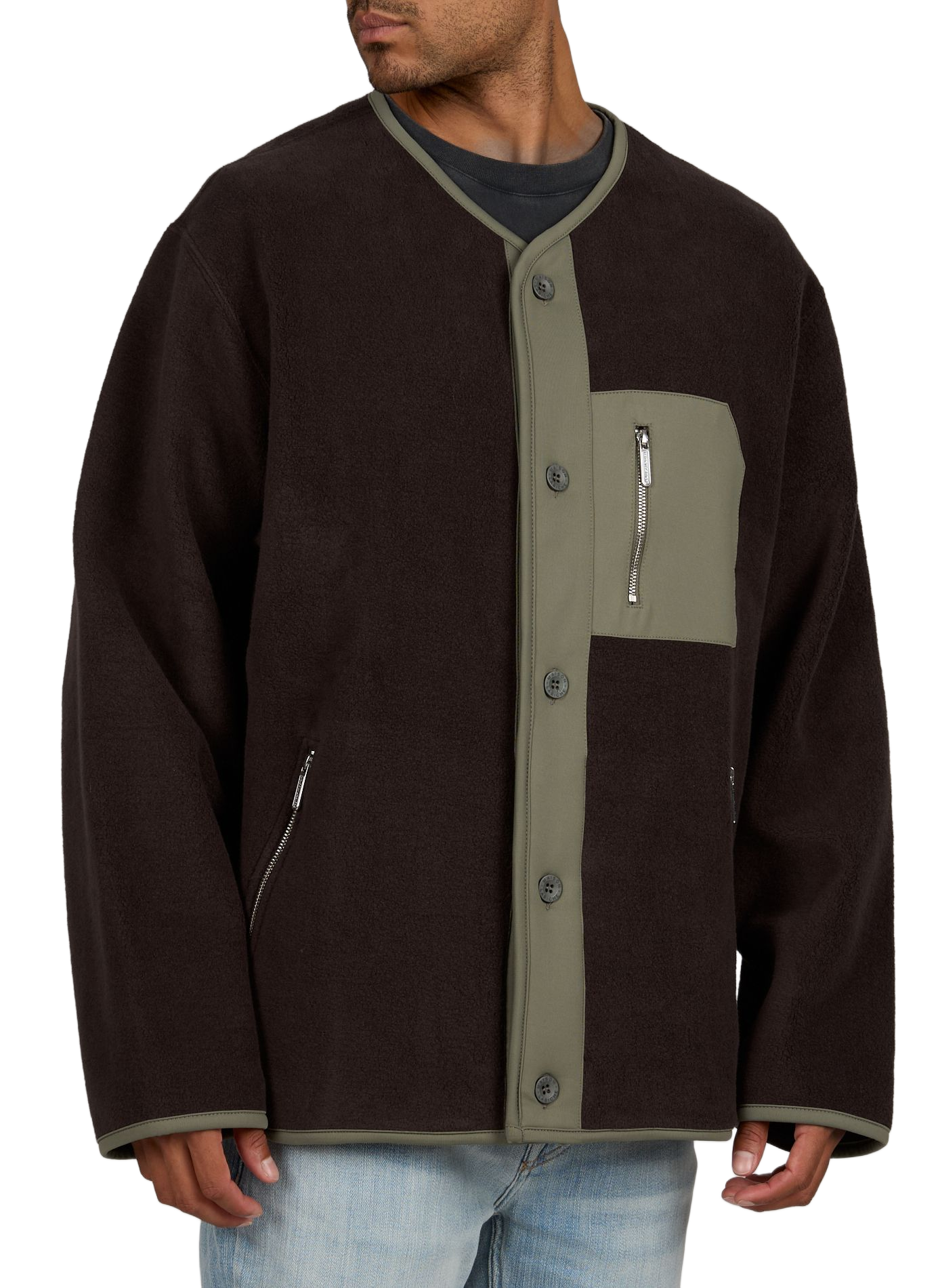 Blouson droit col v en coton MAISON LABICHE Marron