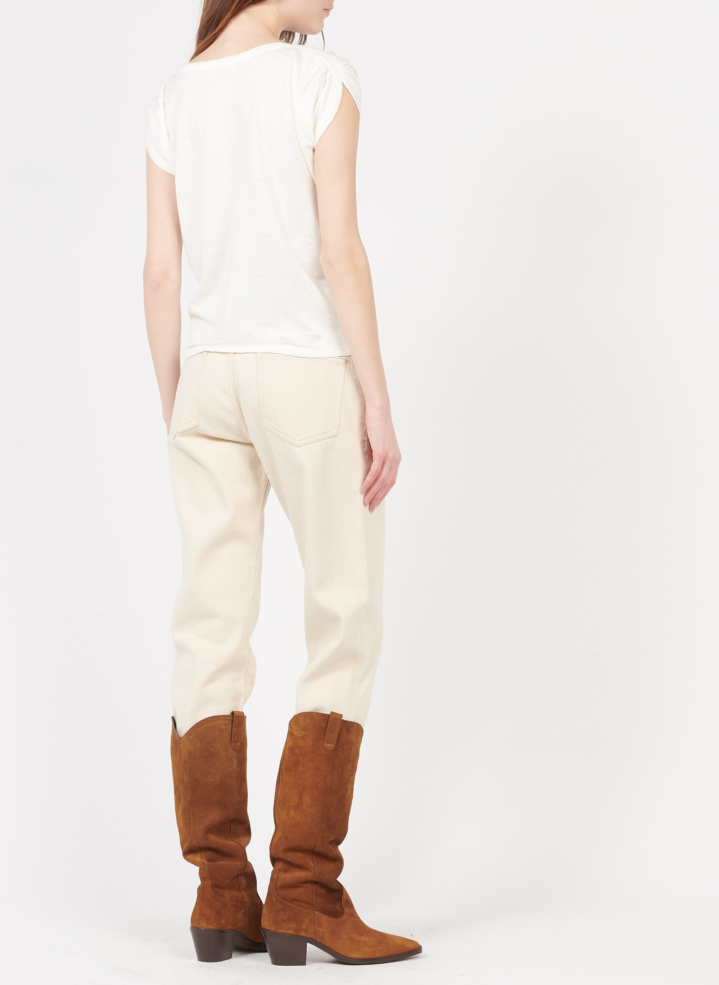 Top col bateau ample sixtojacquard SESSUN Beige