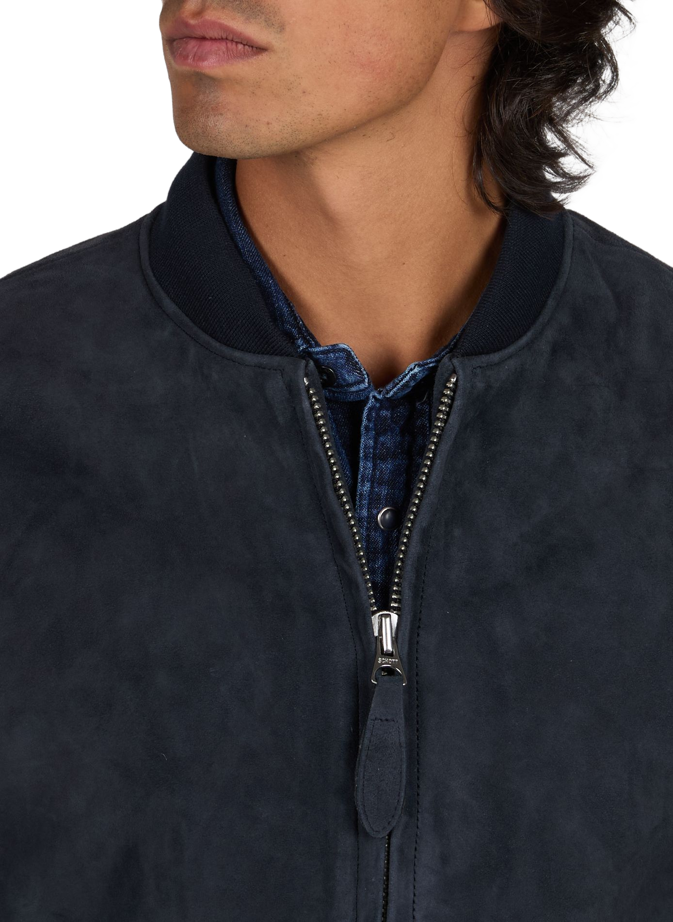 Blouson droit en cuir SCHOTT Bleu