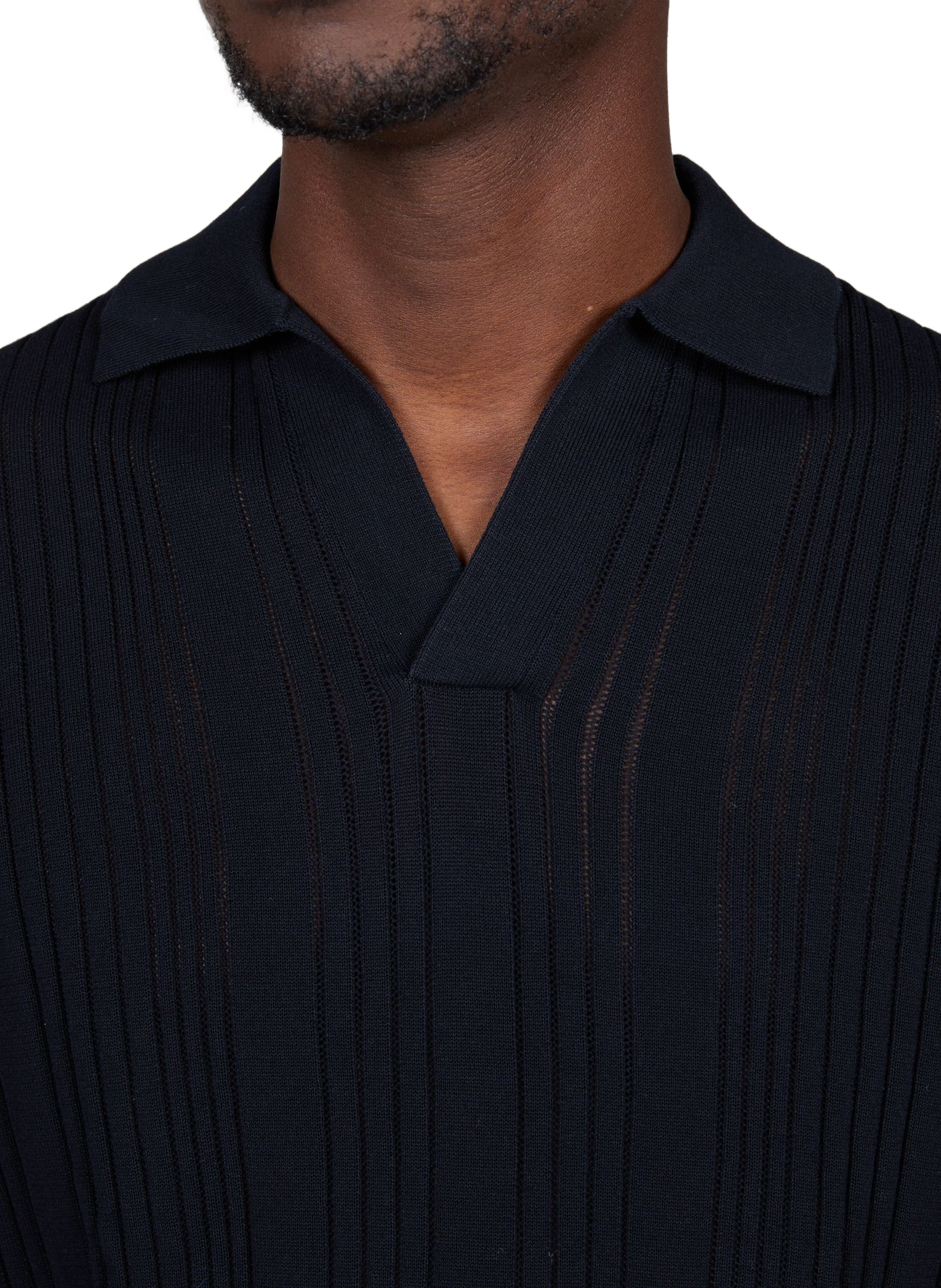 Pullover mit geradem Schnitt, Lochmuster und Polokragen VAN LAACK Blau