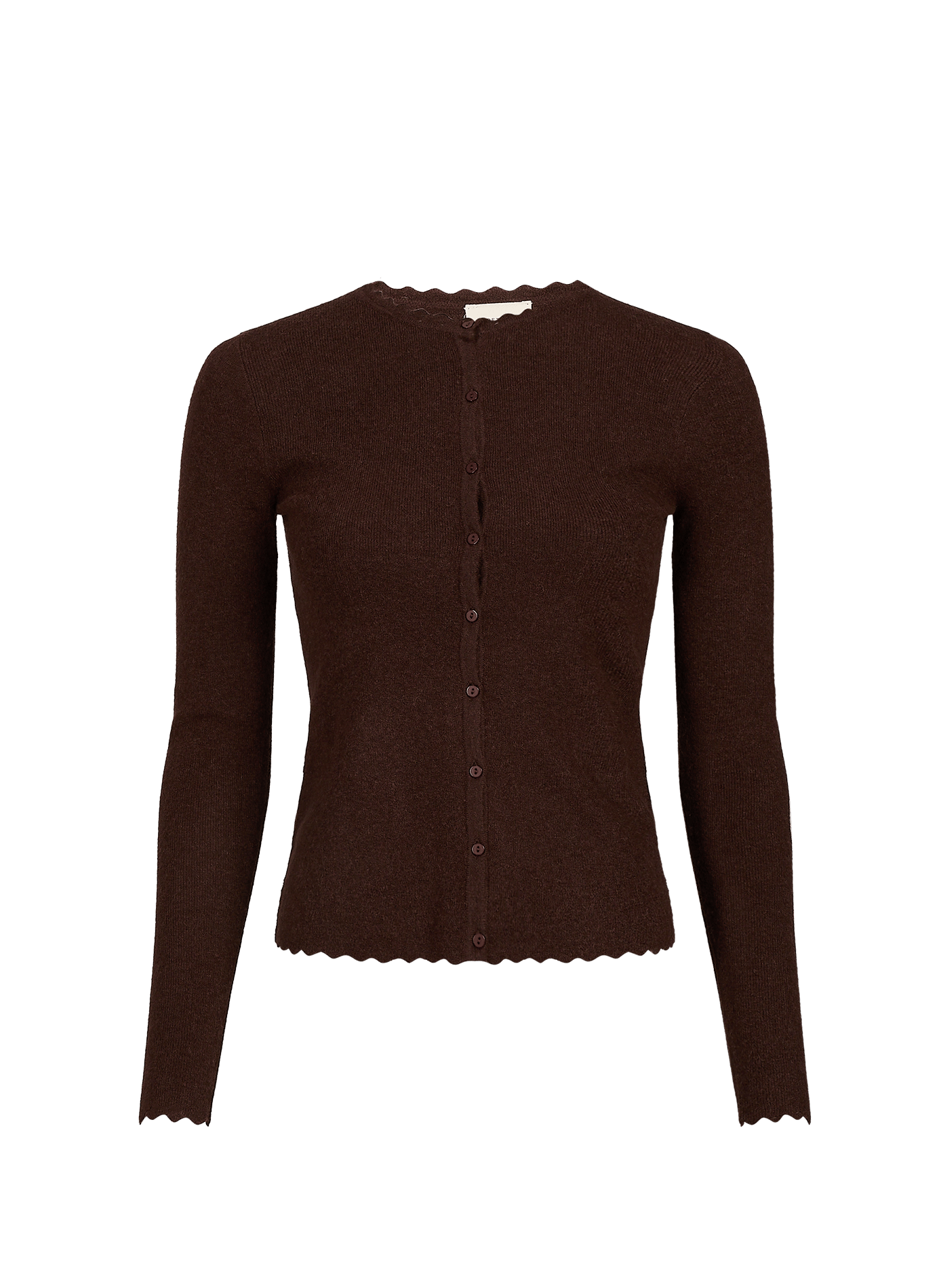 Maud straight round neck buttoned cardigan PETITE MENDIGOTE Brown