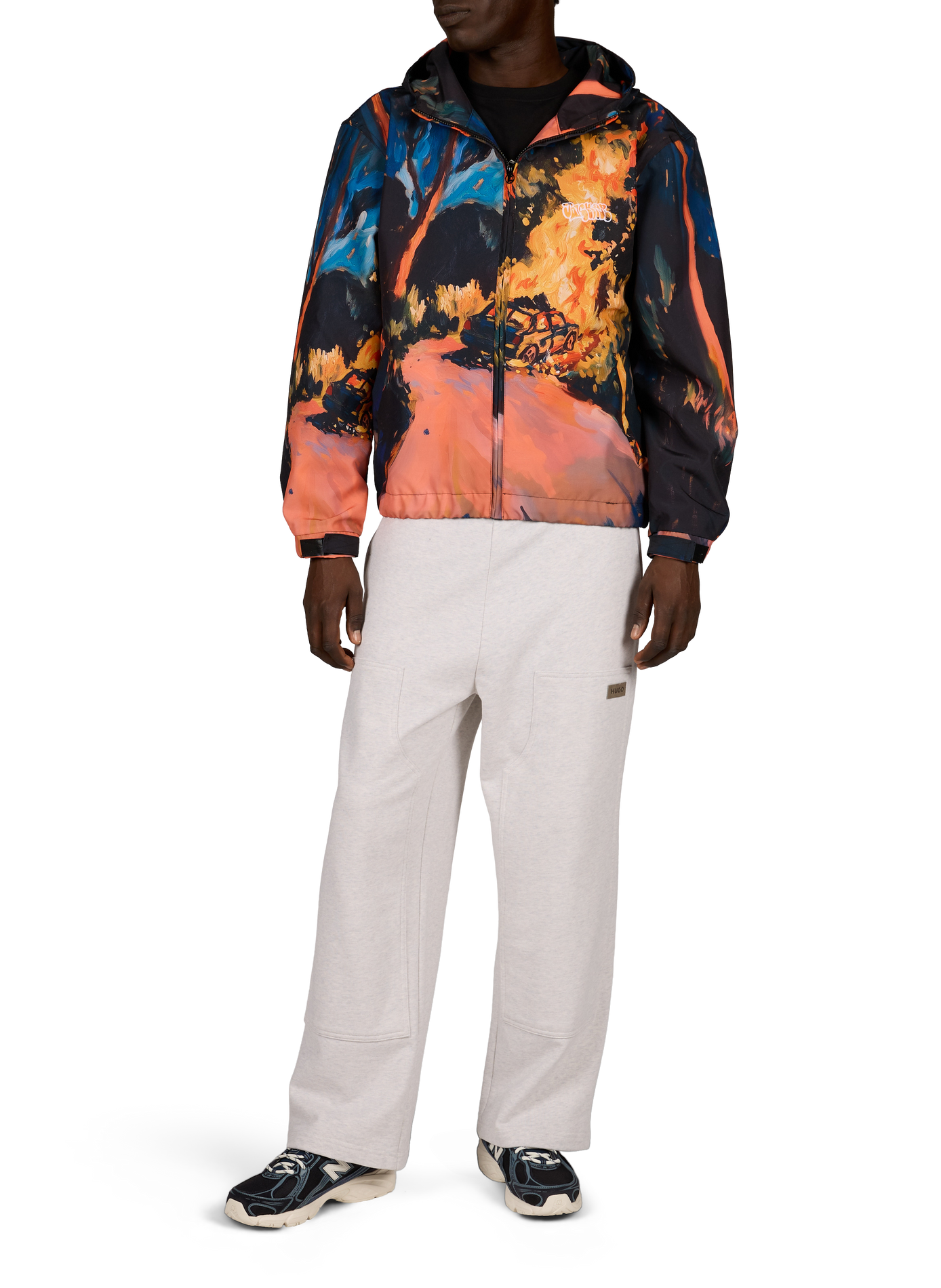 Printed hooded jacket JACKER. Black