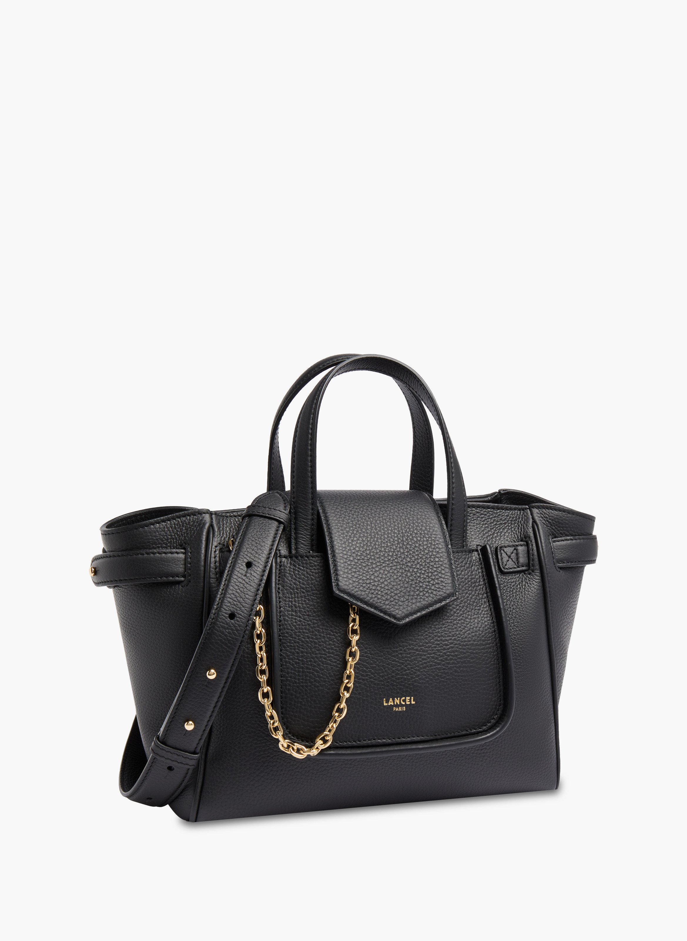 Sac carryall thea de lancel en cuir de vachette graine LANCEL Noir