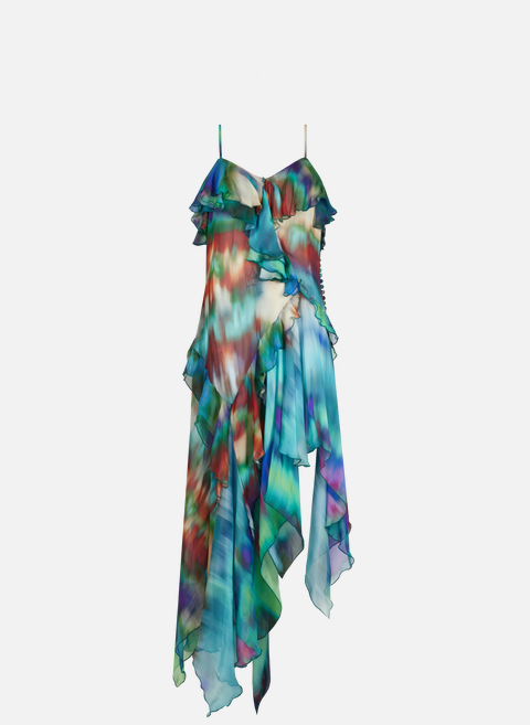 فستان من الحرير بكشكش متعدد الألوان من ALEXANDRE VAUTHIER 