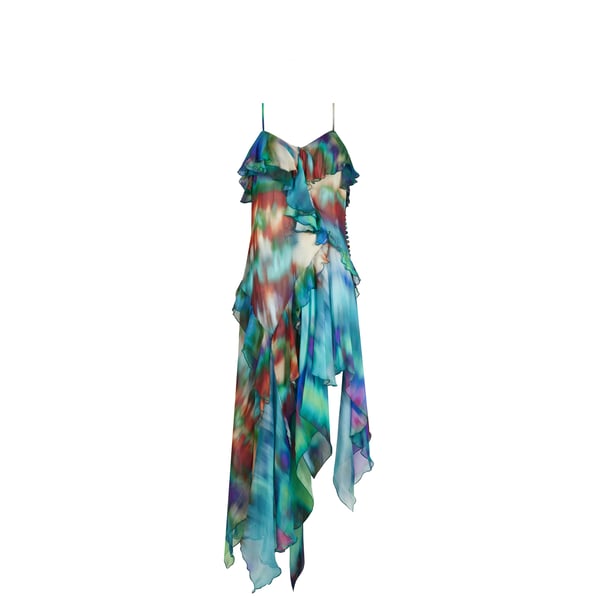 Alexandre Vauthier Ruffled Silk Dress In Multi