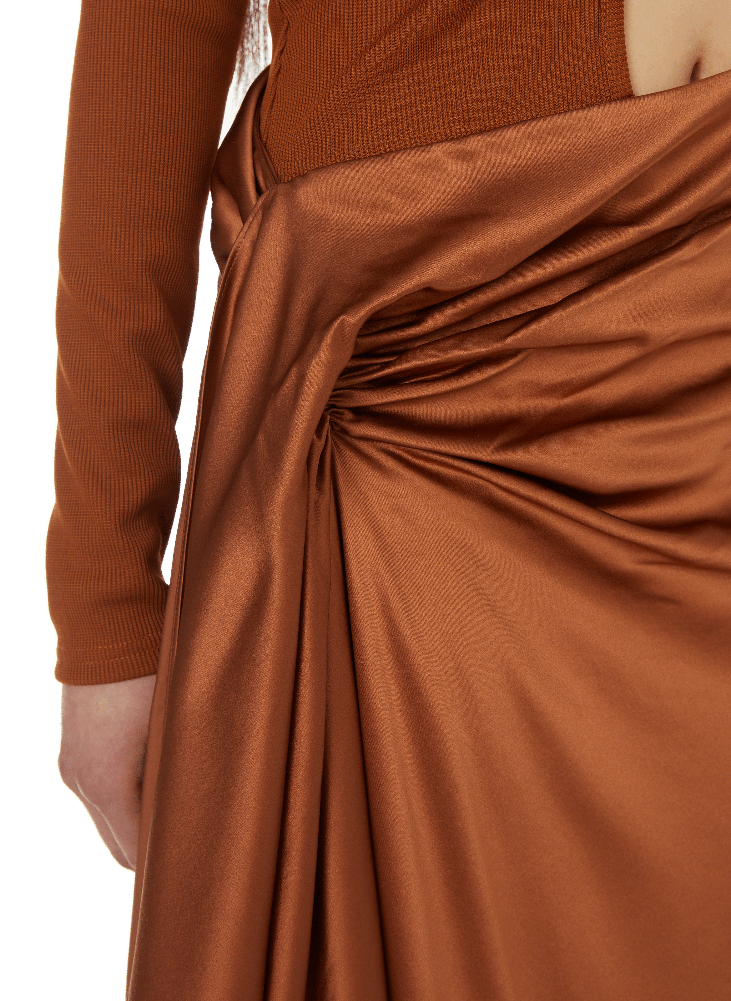 Jupe midi en soie CHRISTOPHER ESBER Marron