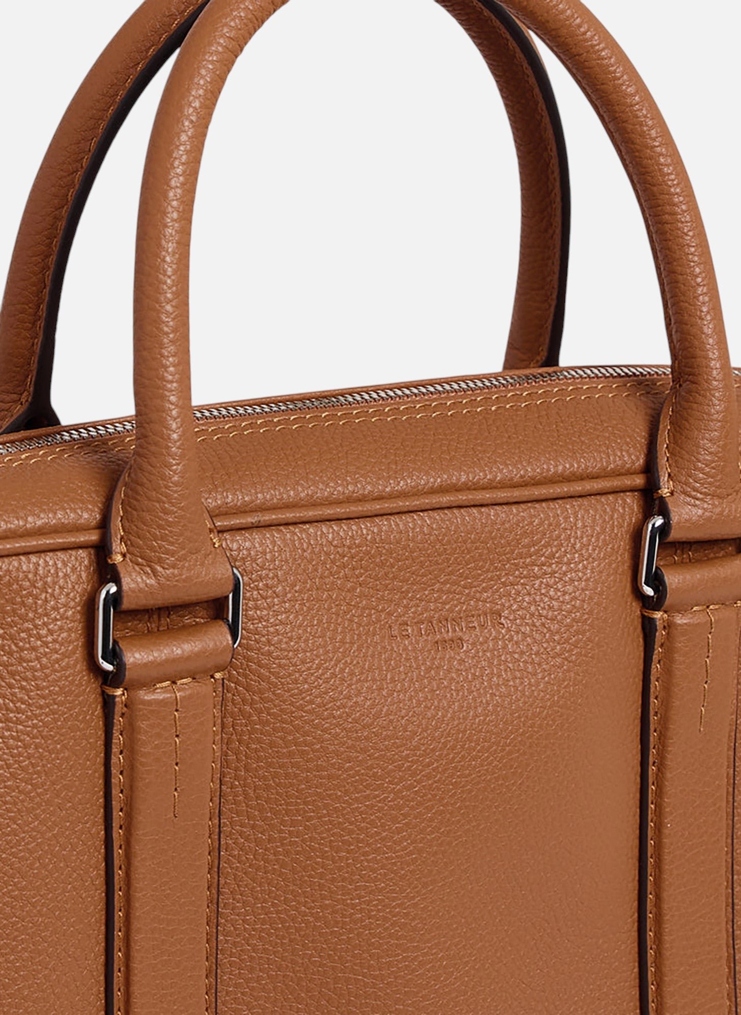 Porte documents slim 17" charles en cuir grainé LE TANNEUR Marron