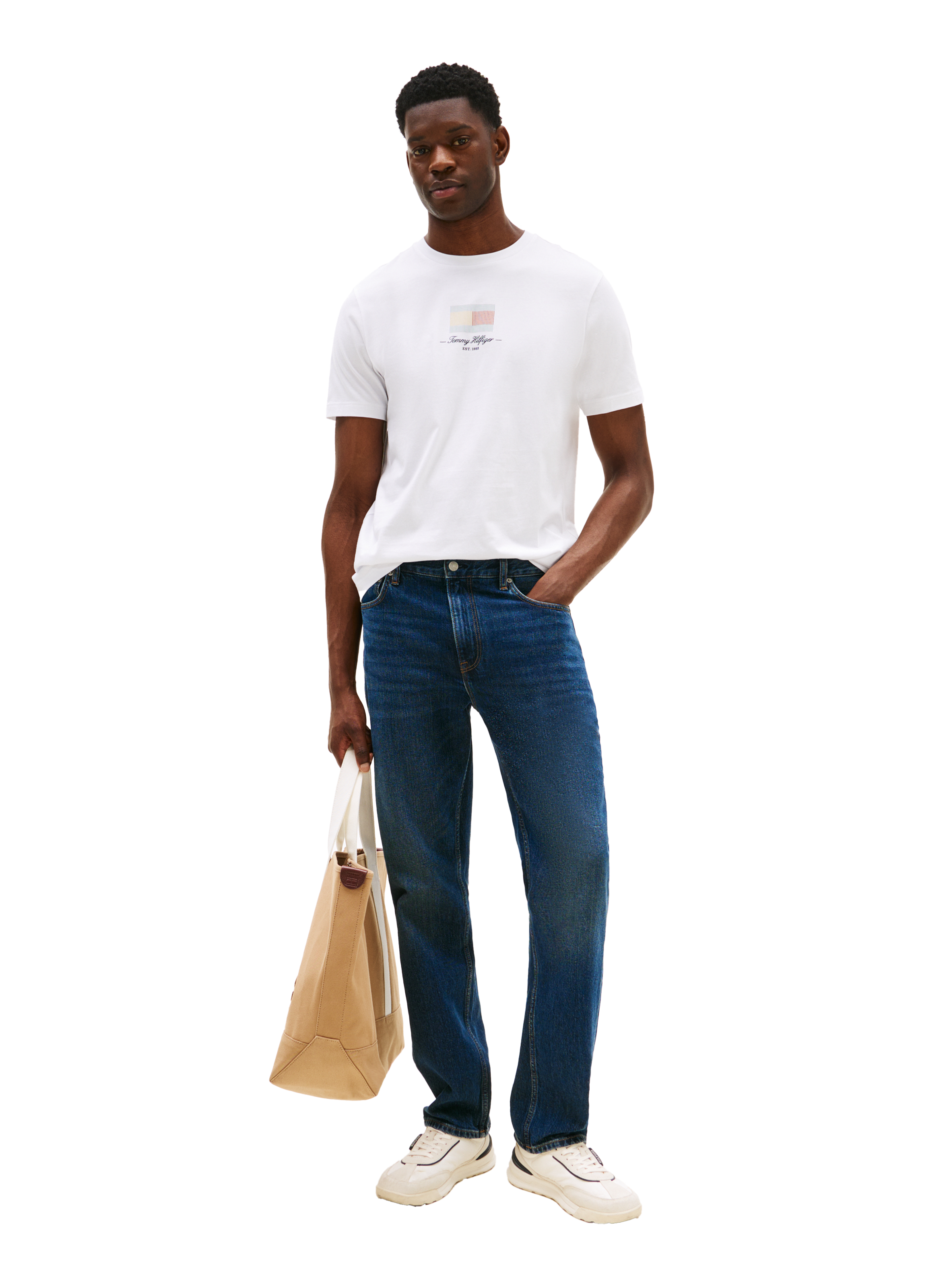 Biker-style cotton t-shirt TOMMY HILFIGER White